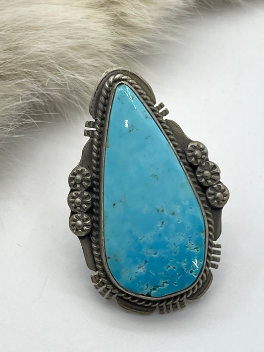 6.5 Kingman Turquoise Ring By John Nelson, Navajo