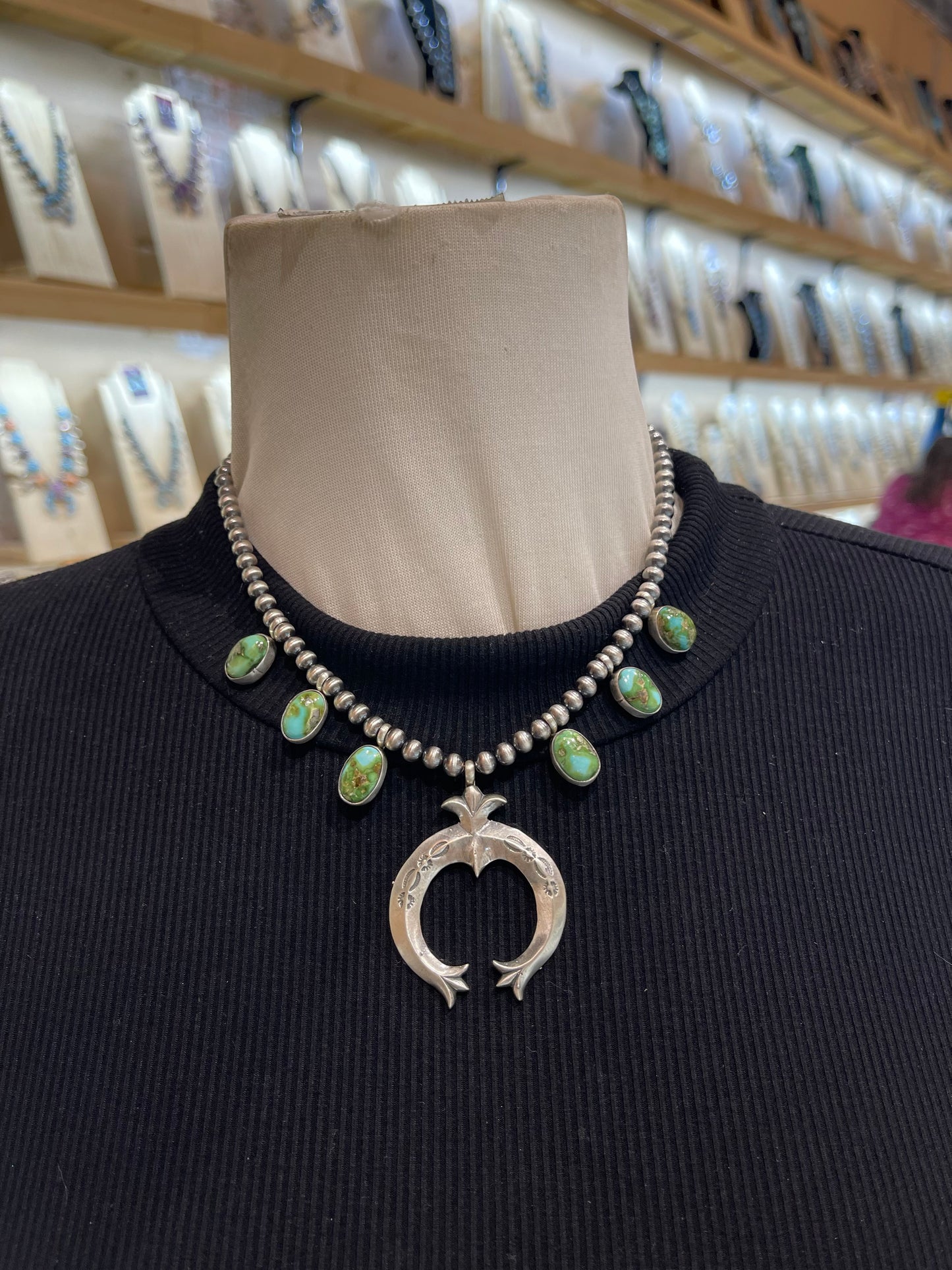 16" Dainty Squash Blossom with 5mm Beads By Letricia Largo, Navajo