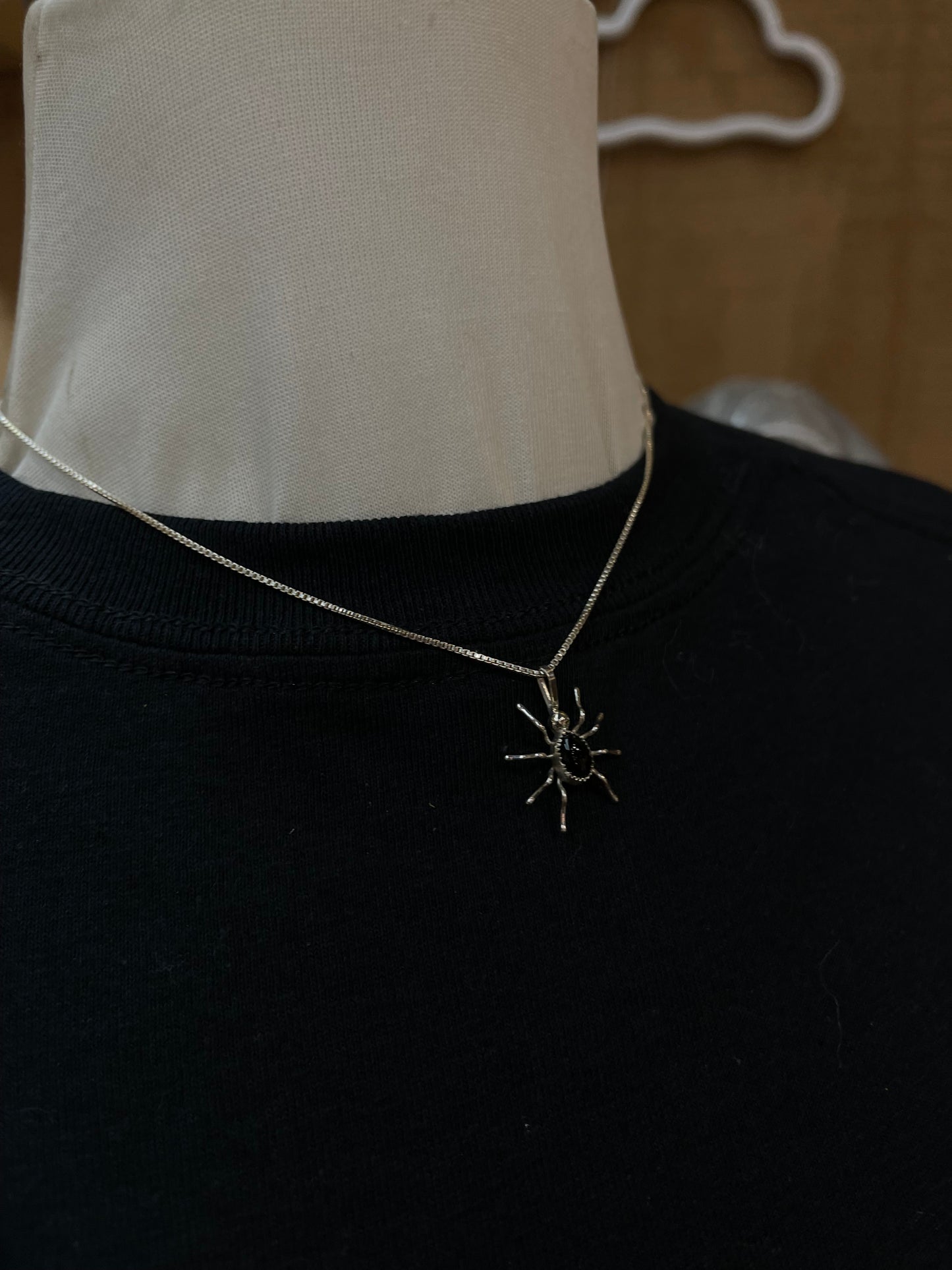 18" Black Spider Necklace by Anne Spencer, Navajo