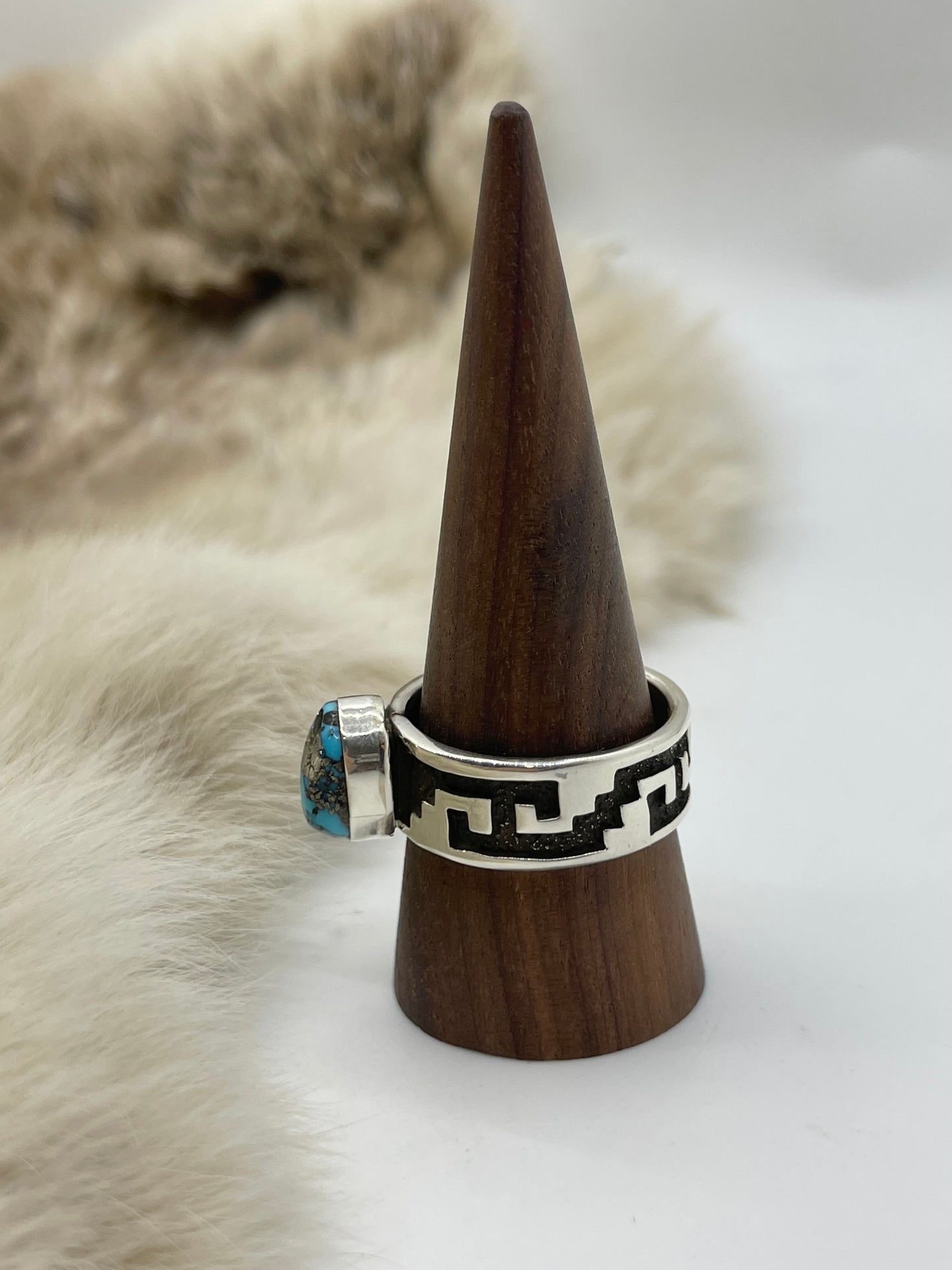 14.5 Morenci Turquoise Ring by Marie Jackson, Navajo