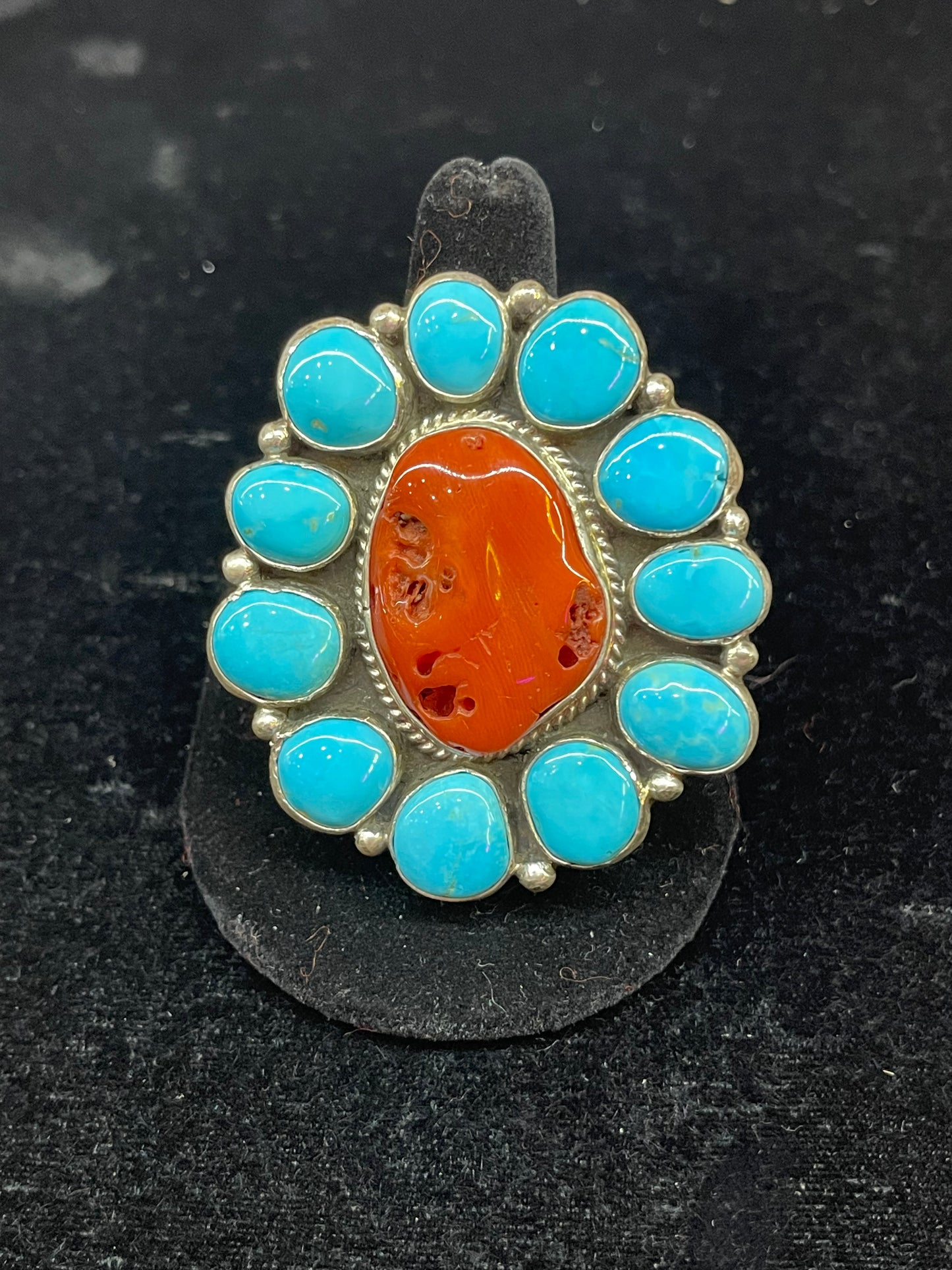 Coral & Sleeping Beauty Turquoise Ring