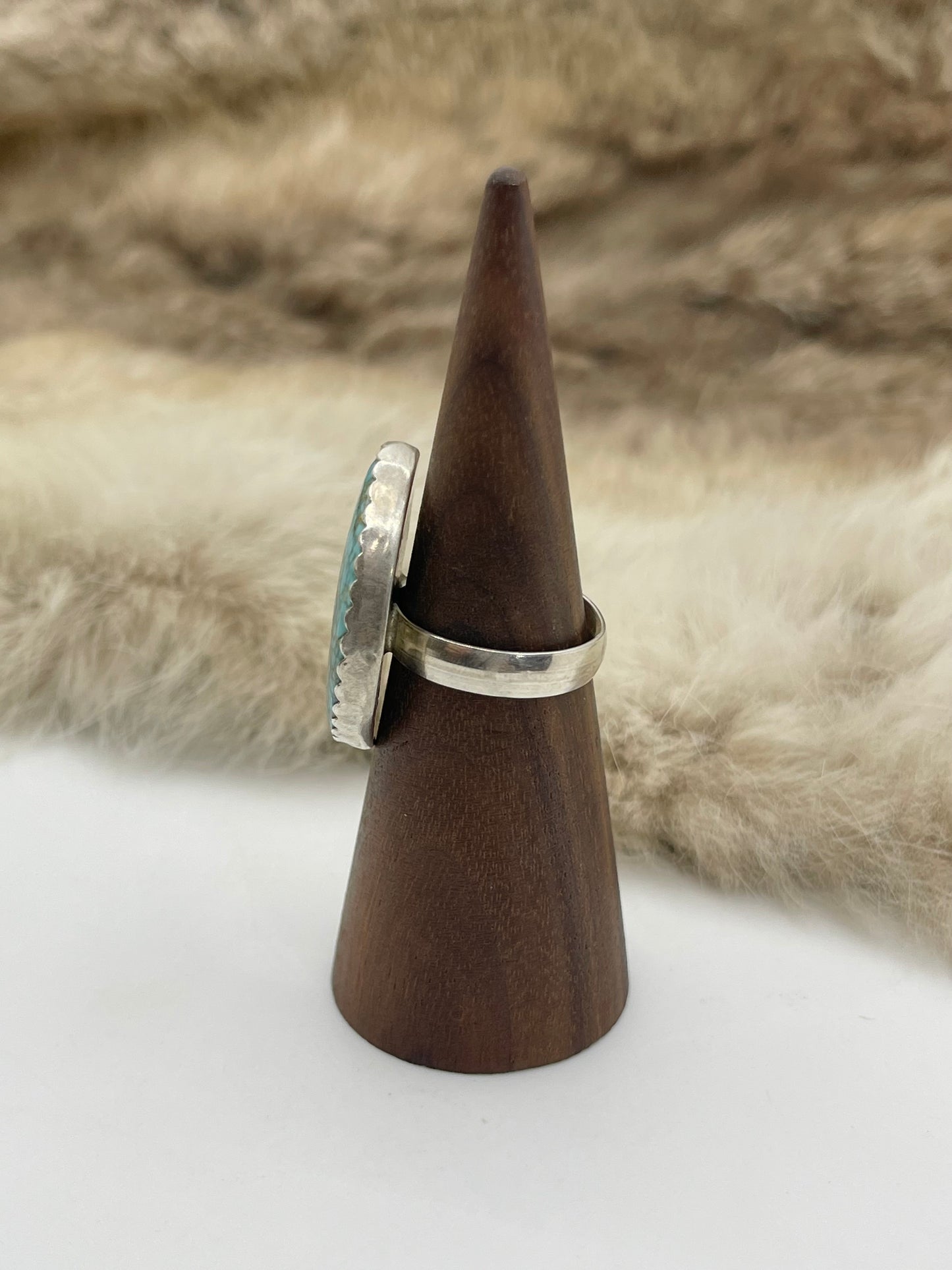 8.0 #8 Turquoise Ring by Carrie Cannon, Kiowa