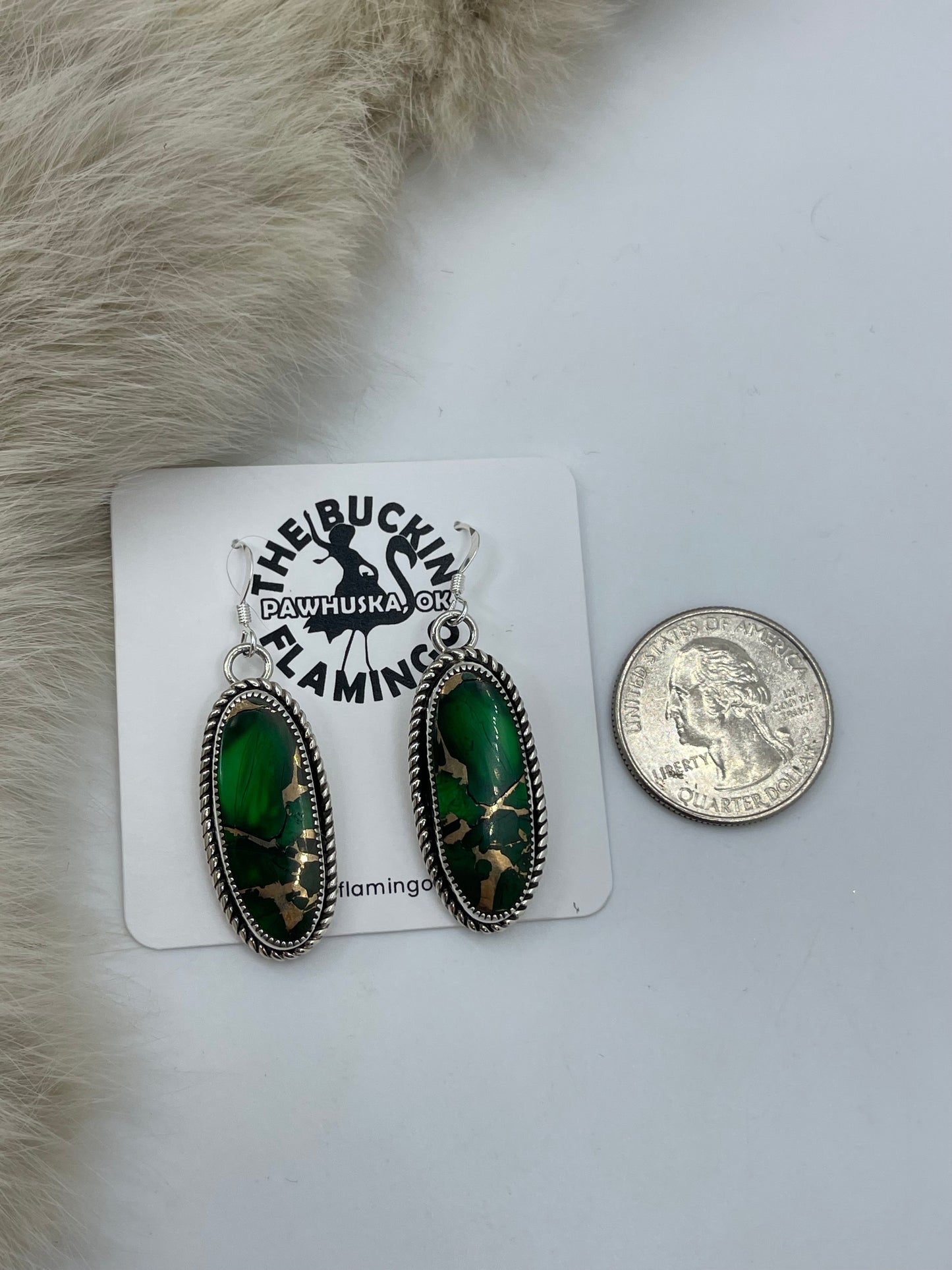 Green Mojave Dangle Earrings by Joelias Draper, Navajo