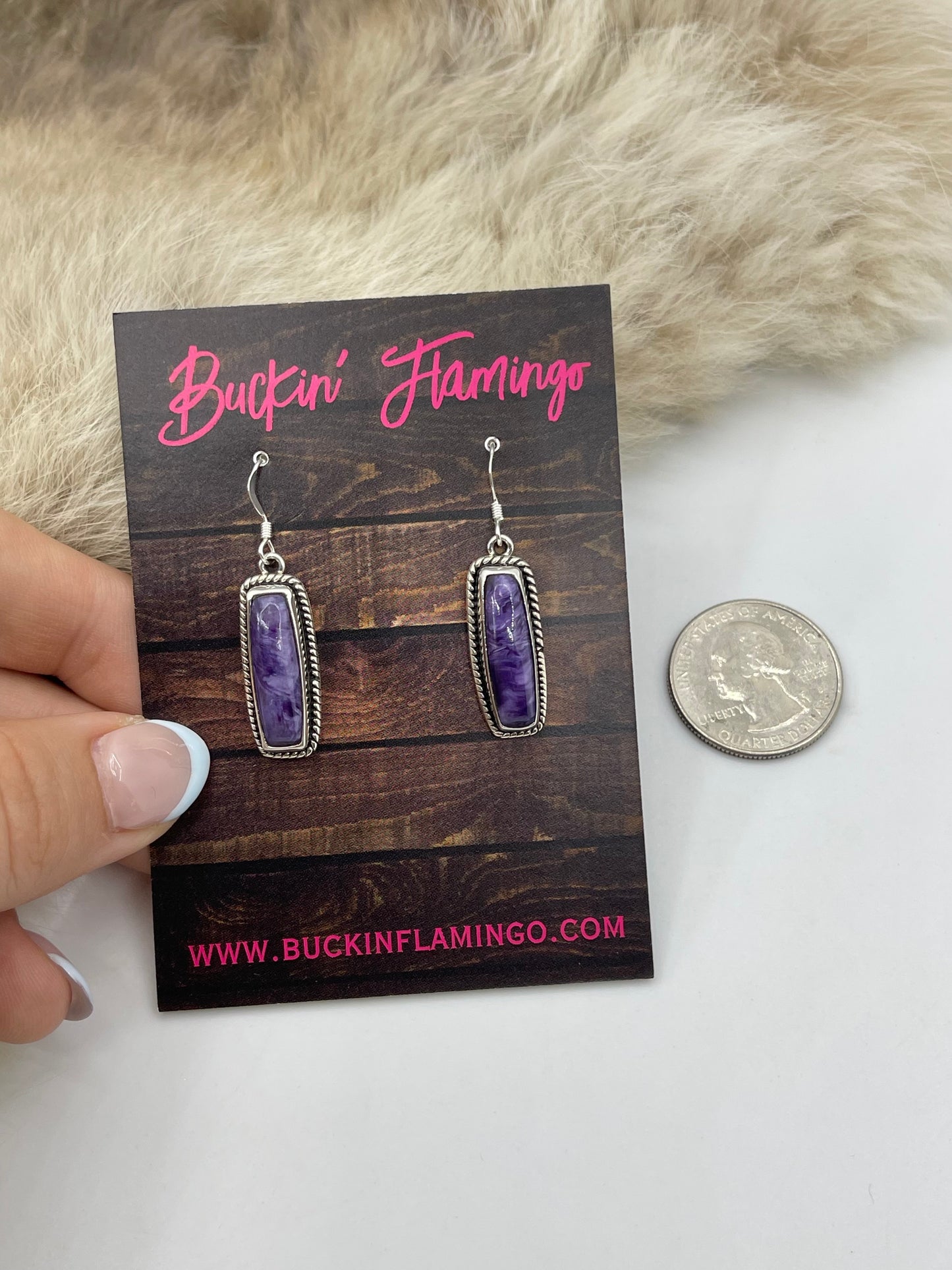 CHAROITE DANGLE EARRINGS BY TOM DINESTO, NAVAJO