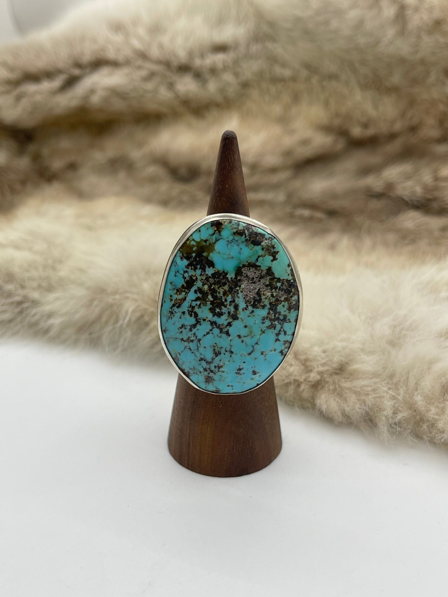 7.5 #8 Turquoise Ring by Carrie Cannon, Kiowa