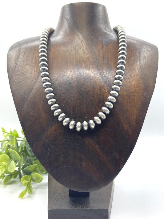 18” 9mm Handmade & Stamped Pearls by Bryannen Halwood, Navajo