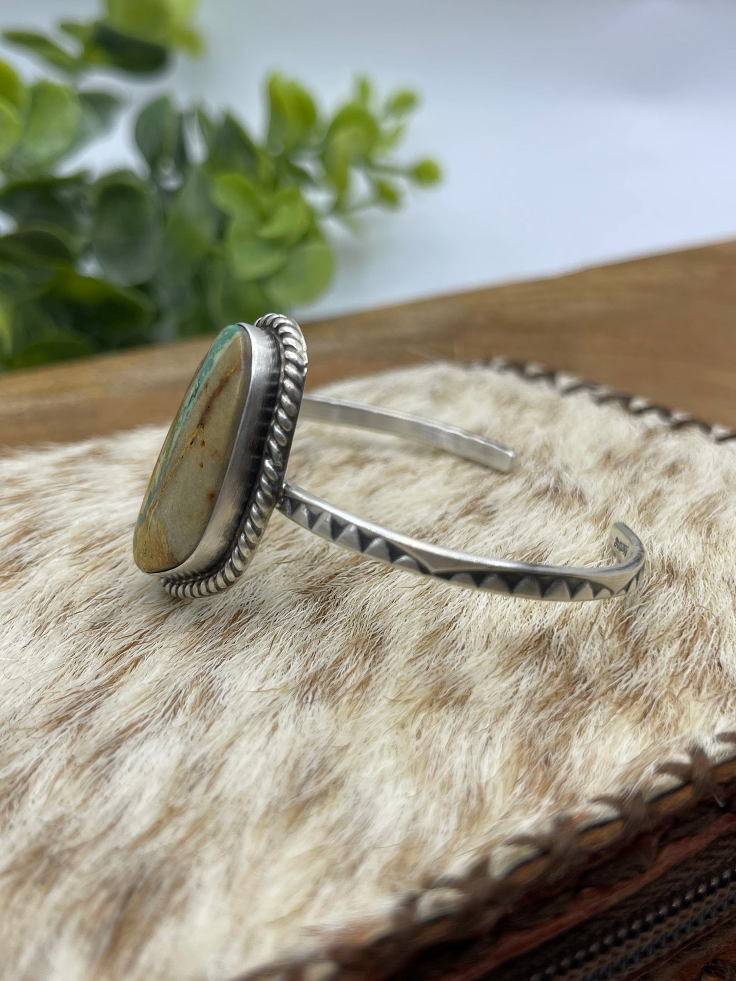 5.5" - 7" Royston Ribbon Turquoise Cuff by Donovan Skeet, Navajo