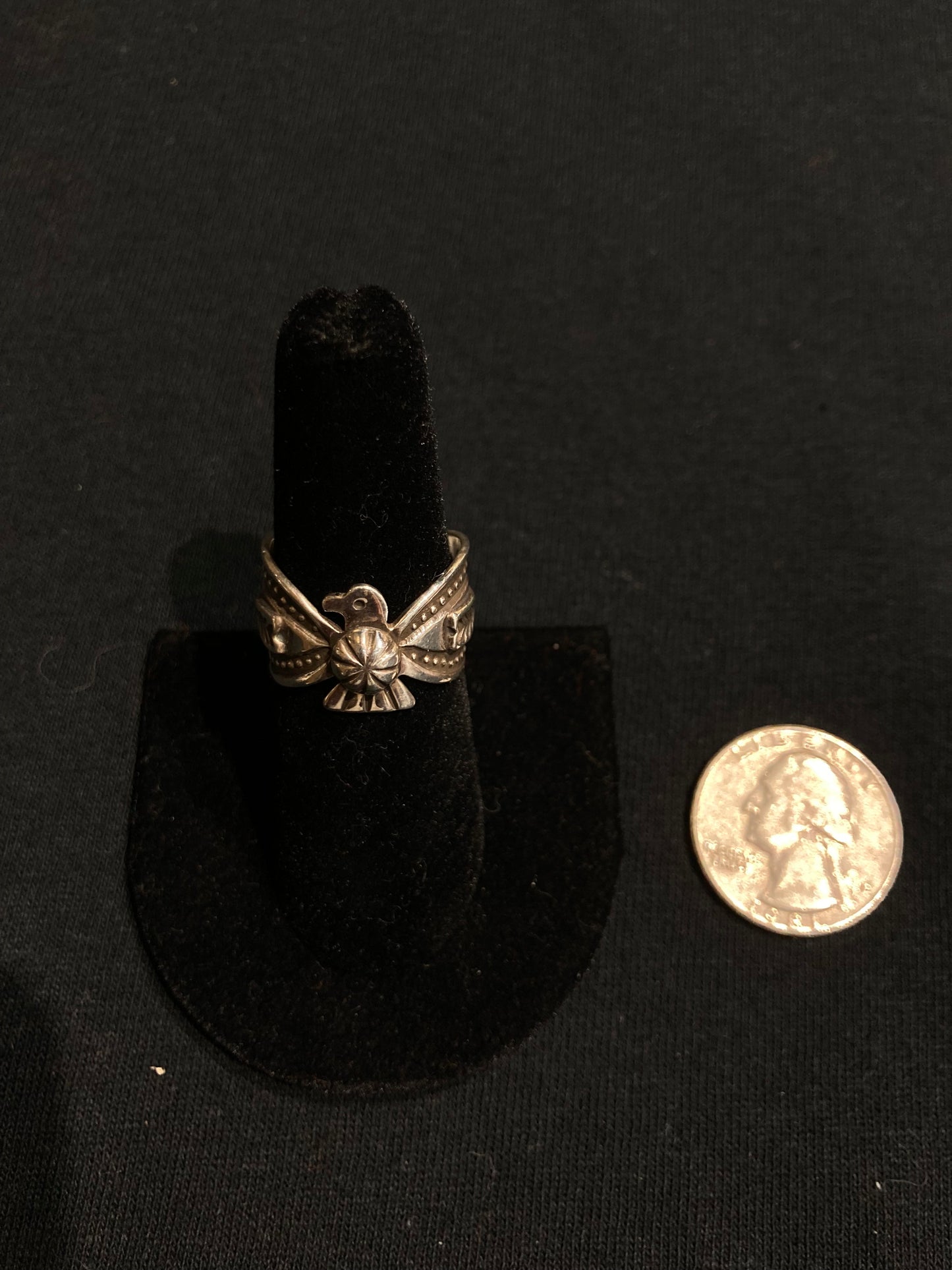 7.0 Sterling Silver Thunderbird Ring by Darrell Cadman, Navajo