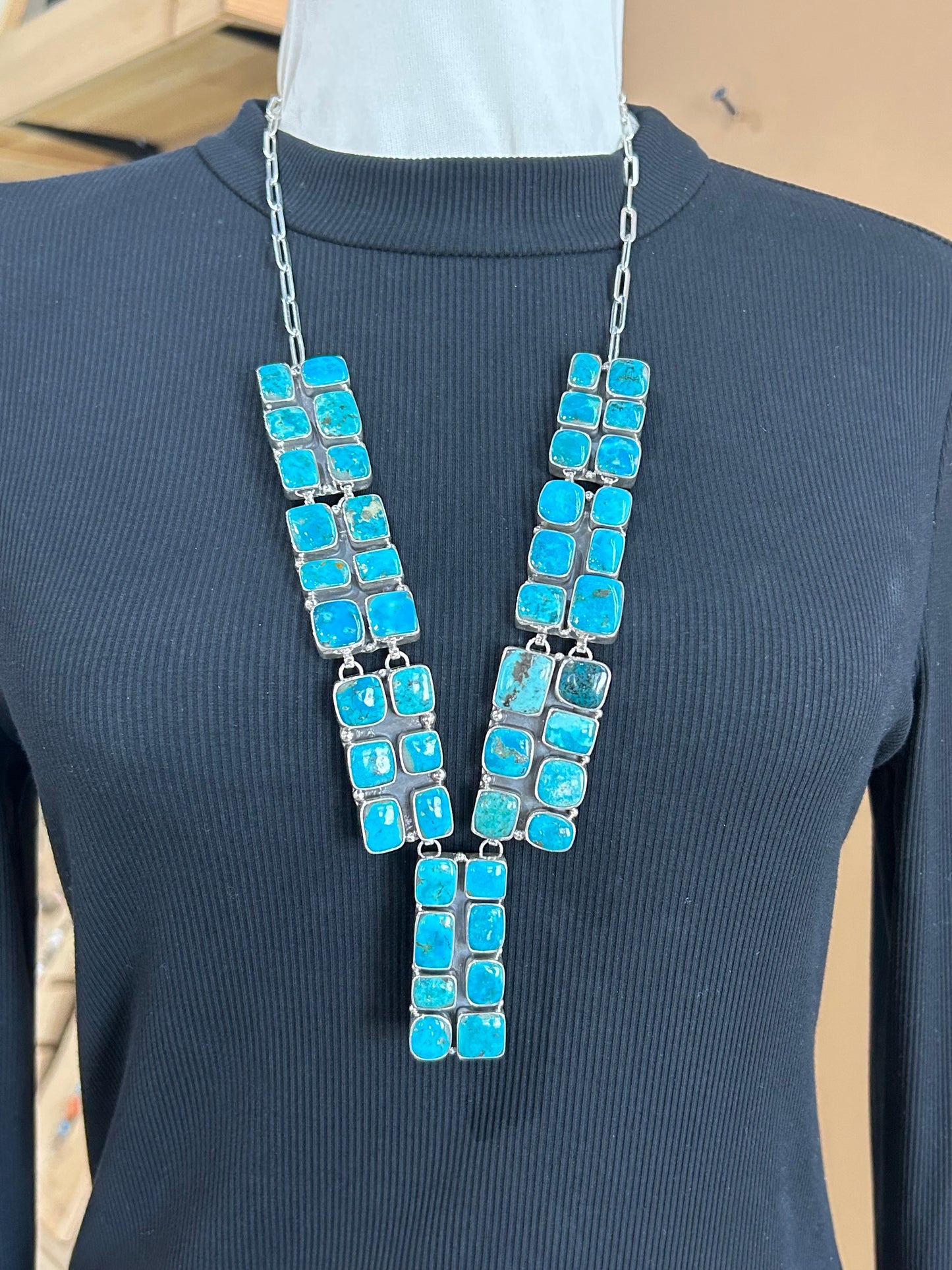 26" 44 Stone Turquoise Lariat Necklace by Zia