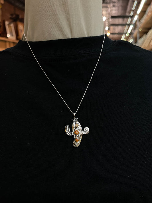 18" Orange Spiny Oyster Shell Cactus Necklace by Sonyei Coho, Navajo