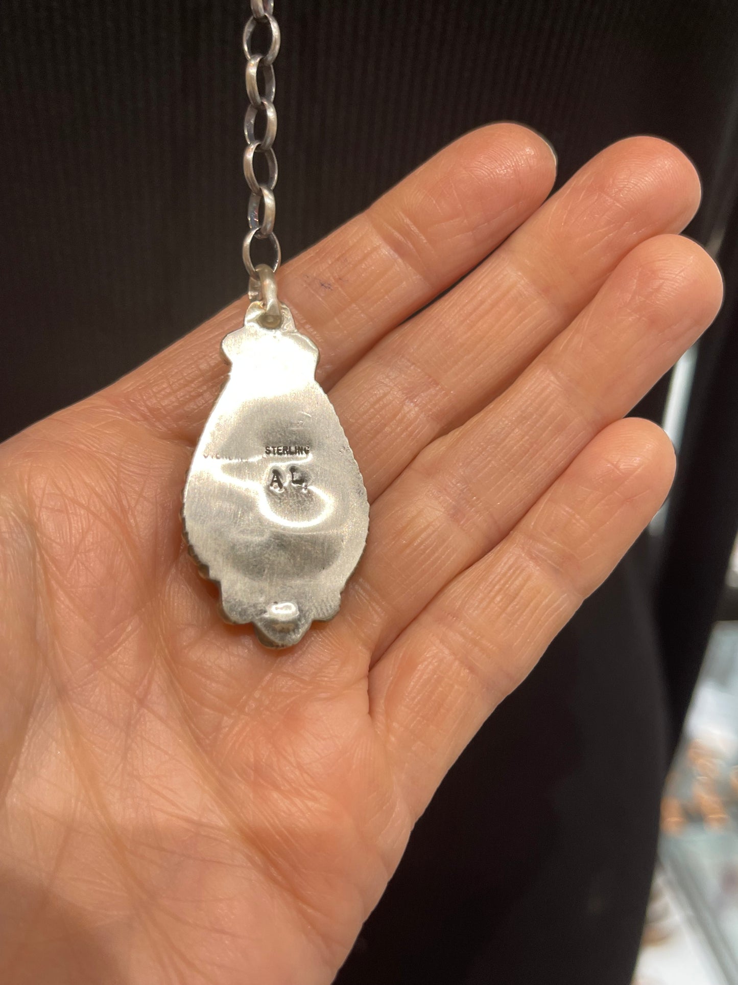 20" + 9" Drop Orange Spiny Oyster Necklace by Augustine Largo, Navajo