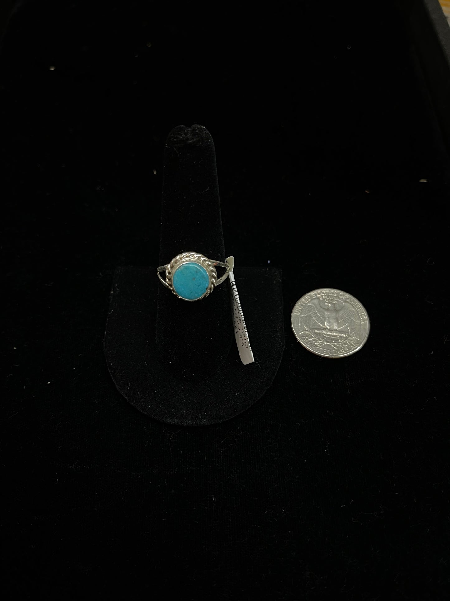 8.5 Turquoise Circle Ring by Sheryl Kee, Navajo