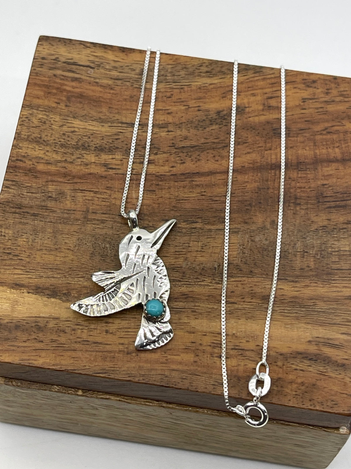 18” Hummingbird with Turquoise by David Lopez, Navajo