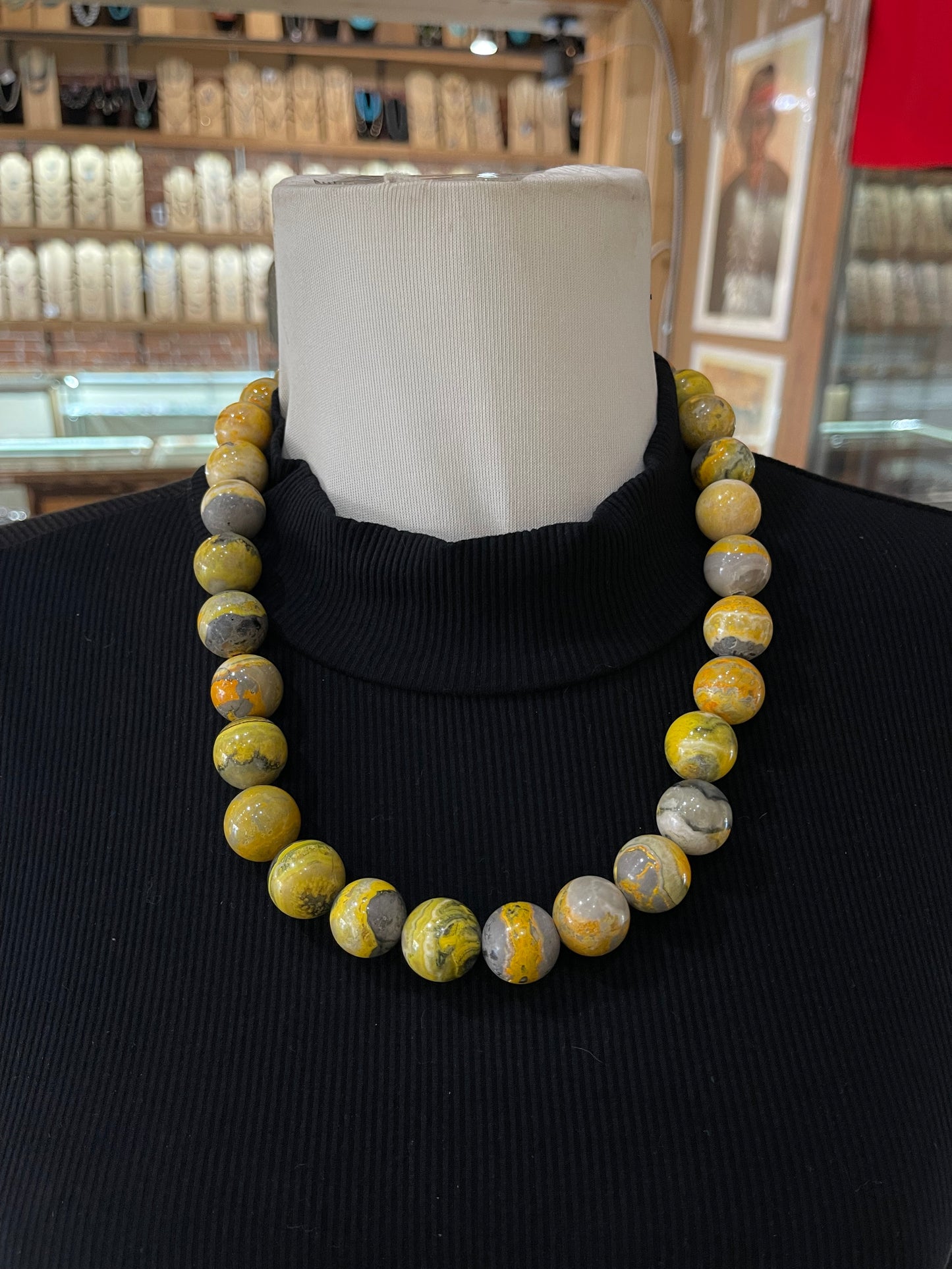 20" 18mm Bumblebee Jasper Beaded Necklace