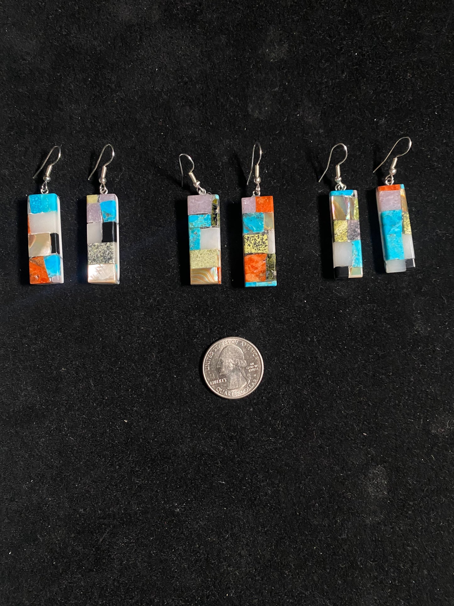 Paper Thin Lapidary Short Rectangle Dangle Earrings by Charles Bird