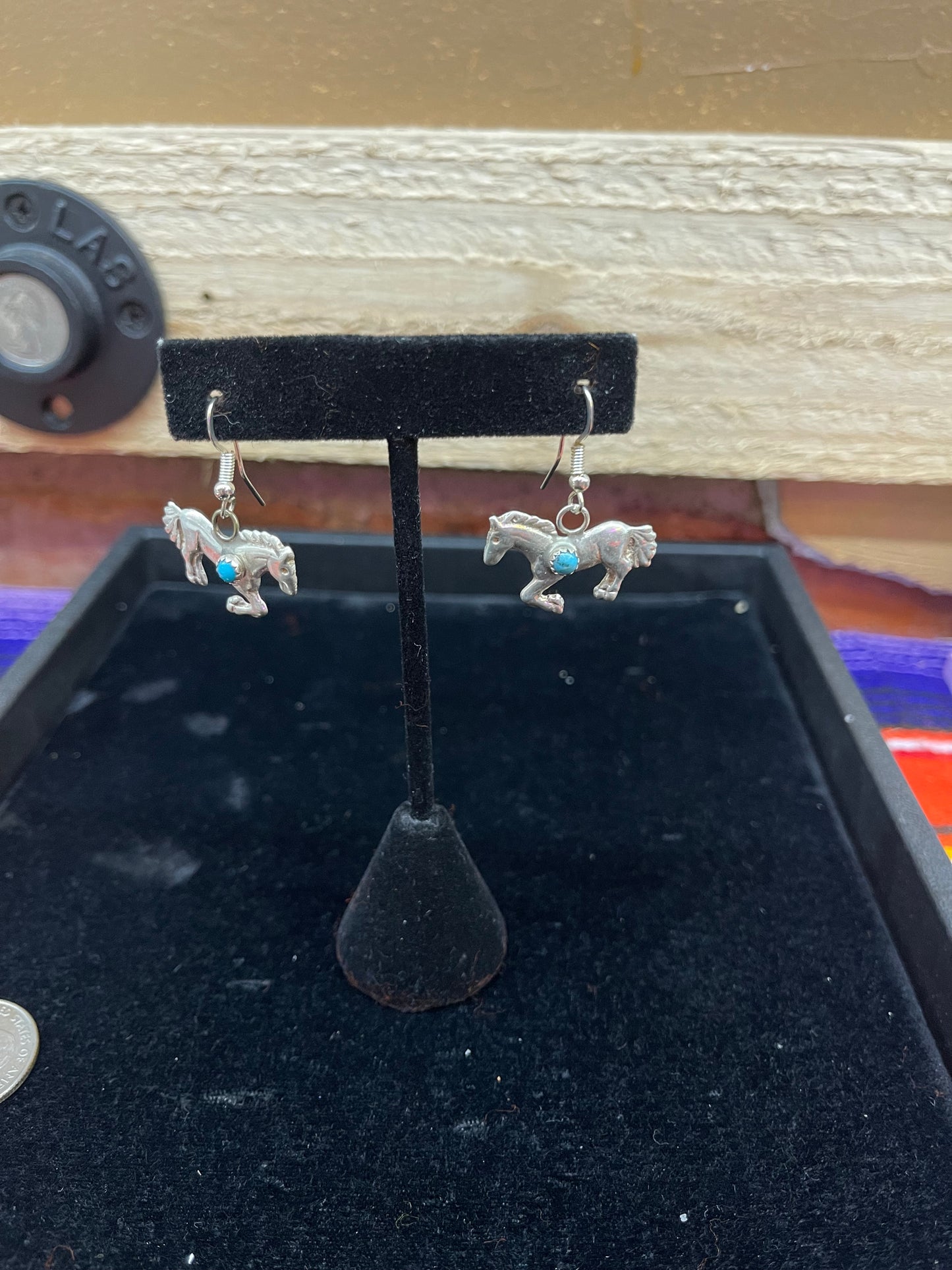 Turquoise Stone Horse Earrings