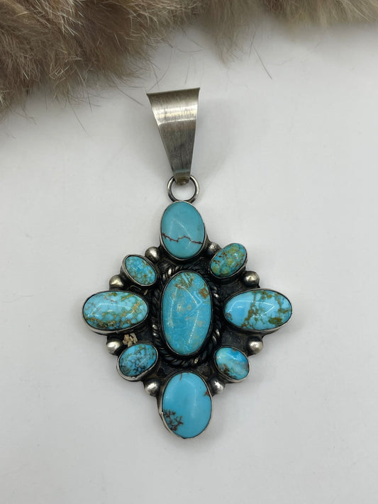 12mm Bail Sonoran Turquoise Cluster Pendant by Aldora Henry, Navajo