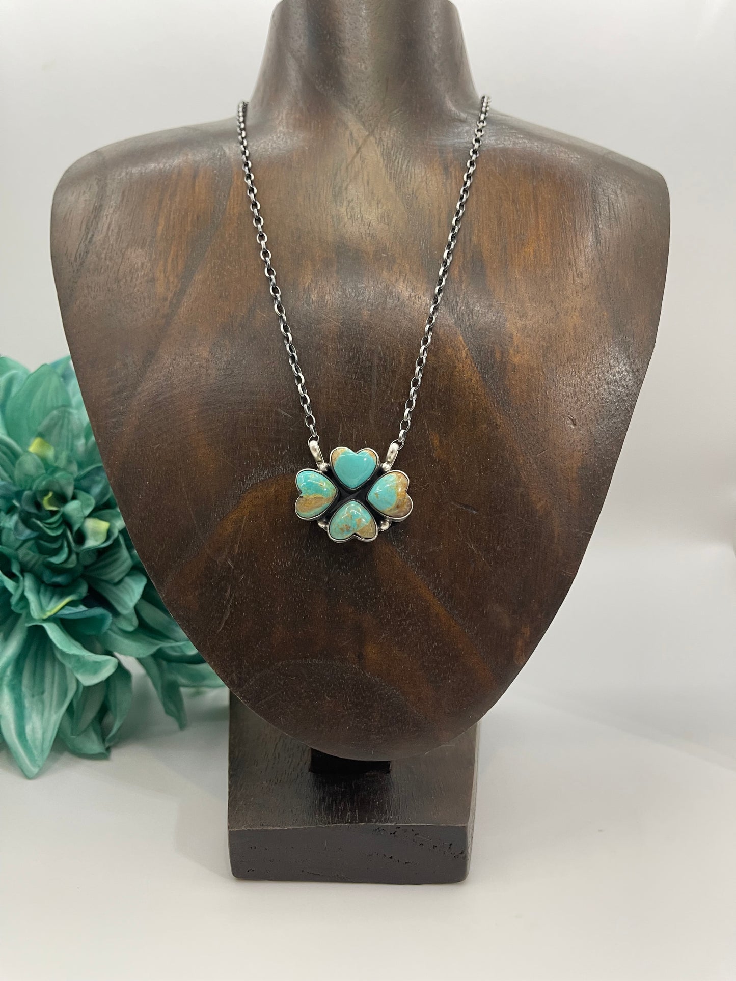 16" Turquoise 4 Heart Necklace