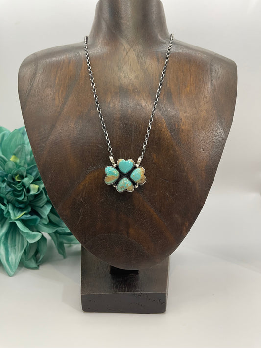 16" Turquoise 4 Heart Necklace