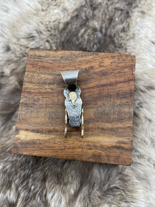 Sterling Silver & 14k Gold "Long Trot" Pendant by Bad Bronc