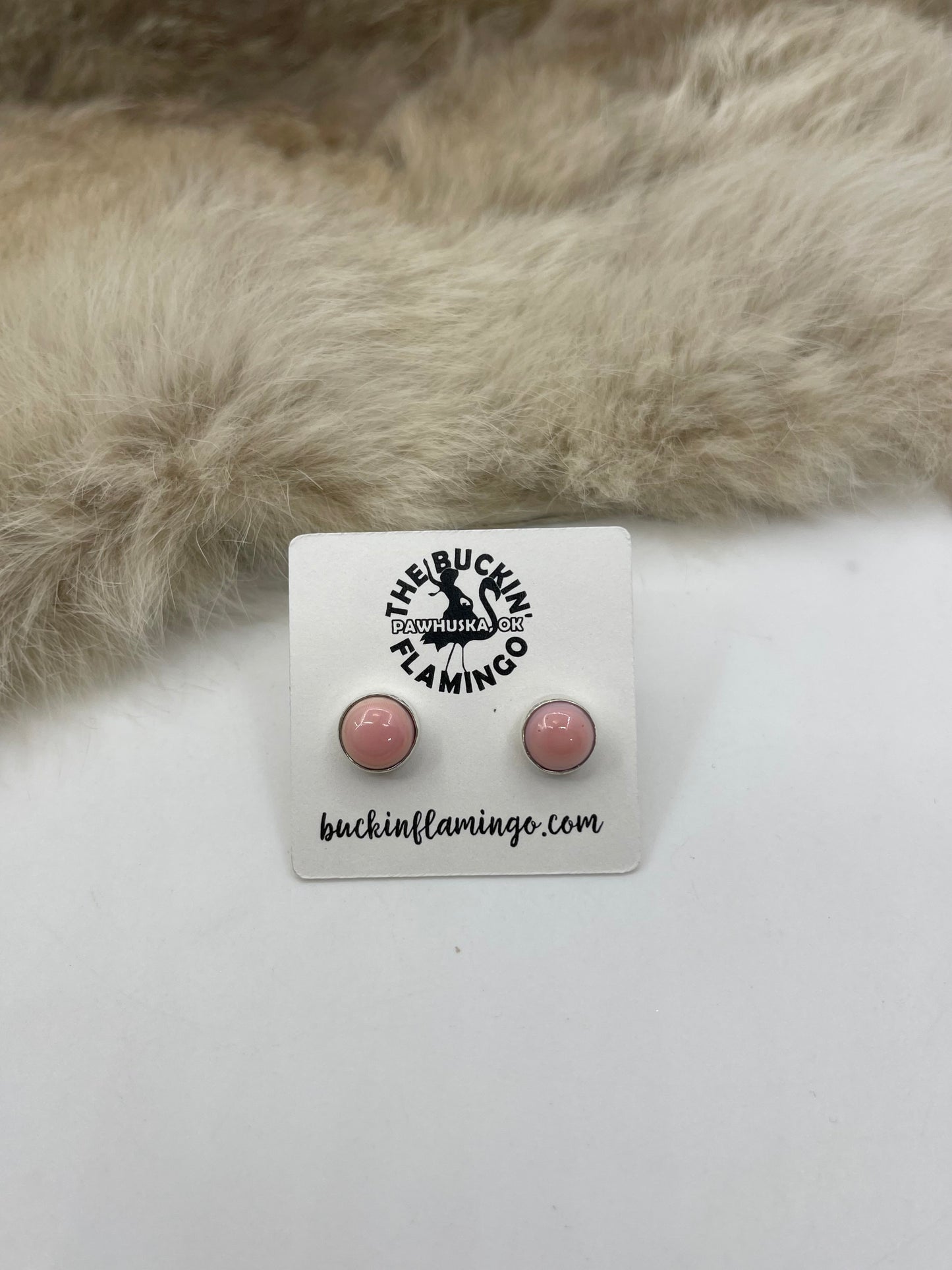 9mm Pink Conch Shell Stud Earrings