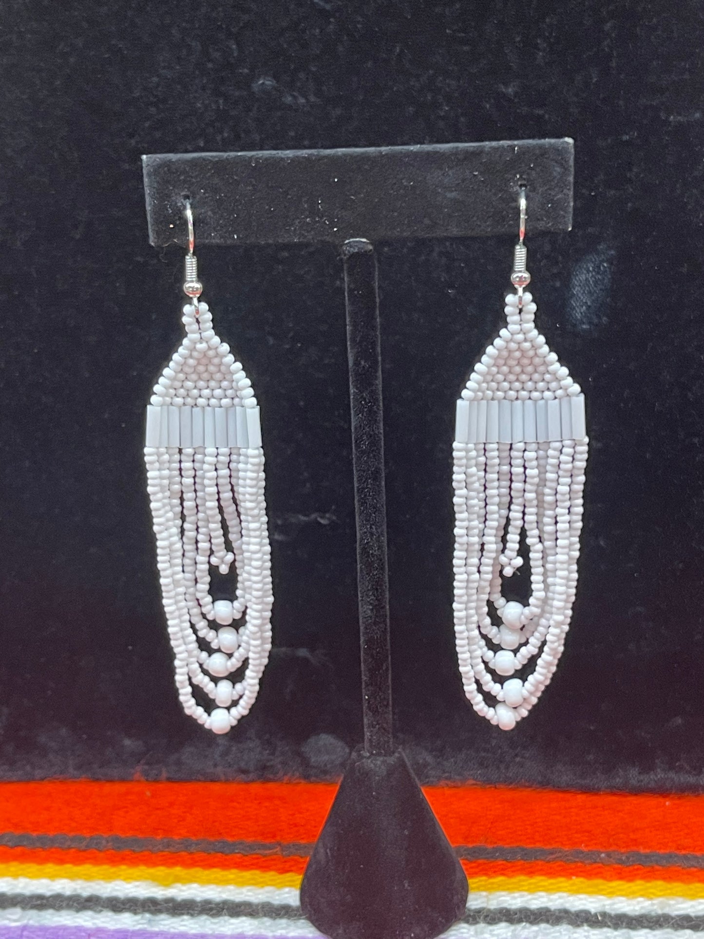 White Beaded Earrings