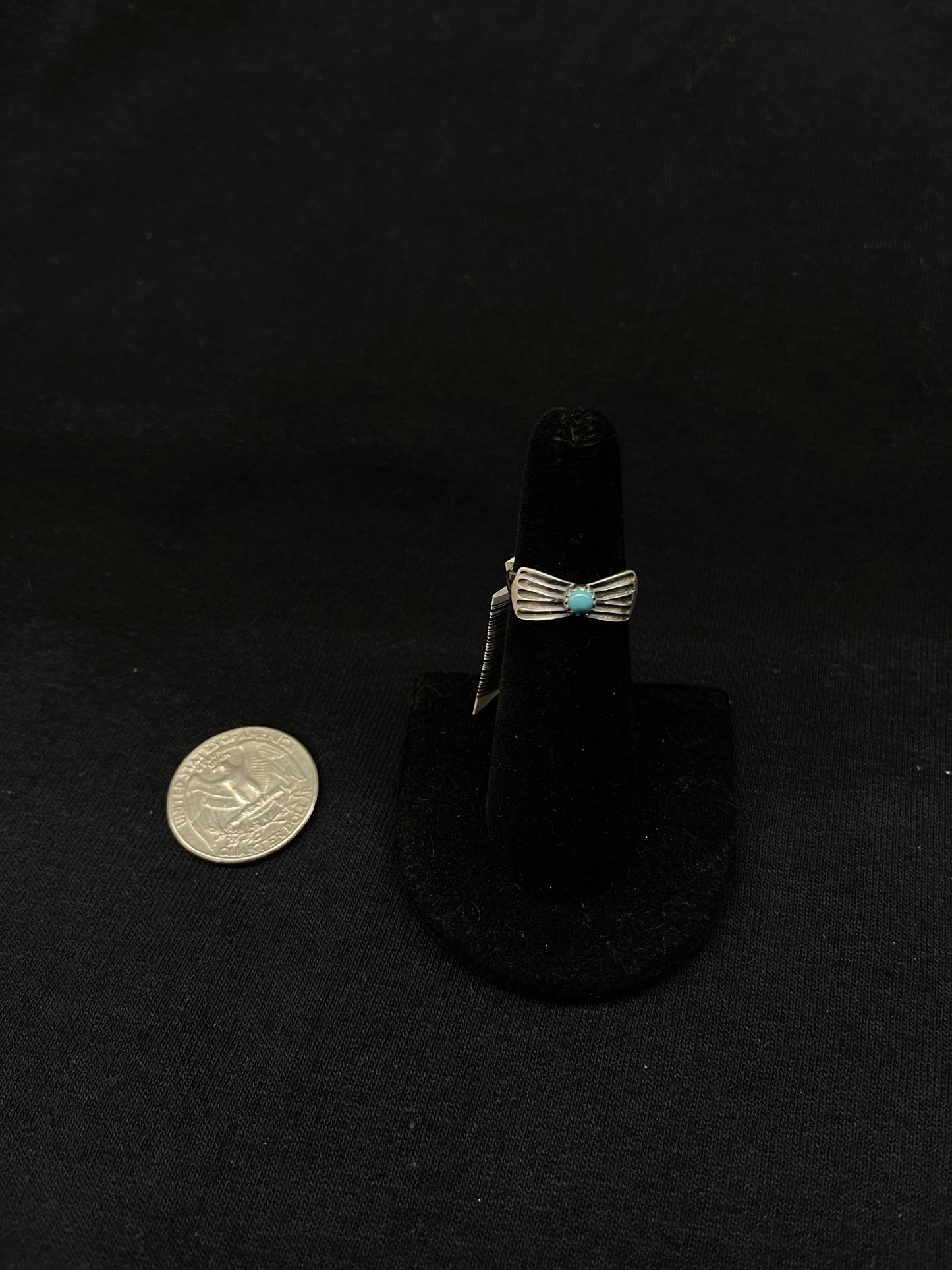 6.0 Kingman Turquoise Bow Shaped Ring by Judy Largo, Navajo