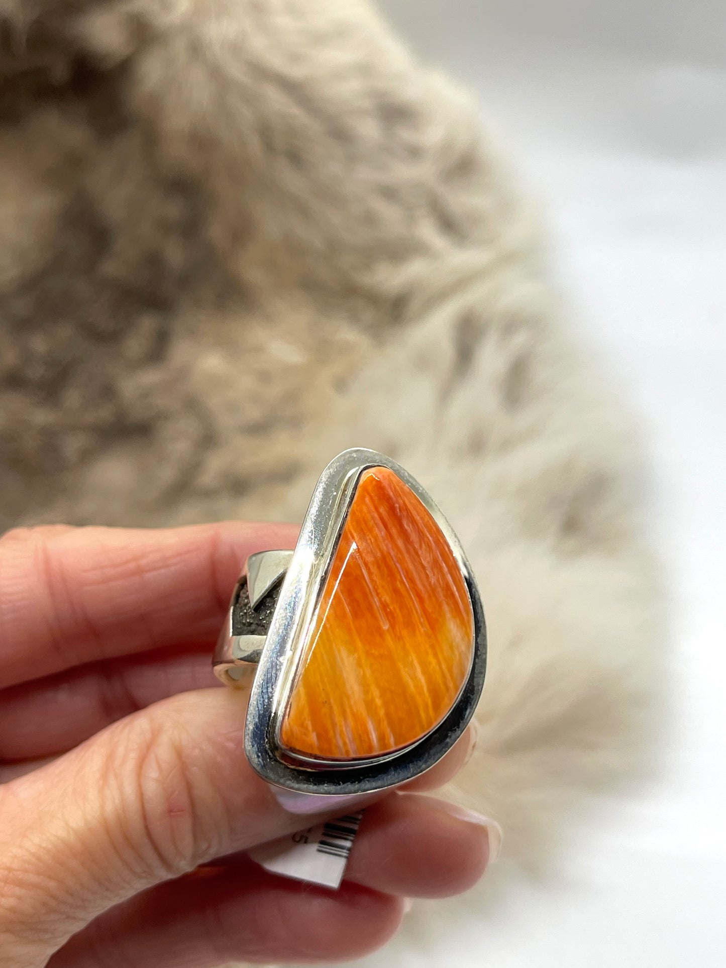 12.5 Spiny Oyster Ring by Marie Jackson, Navajo