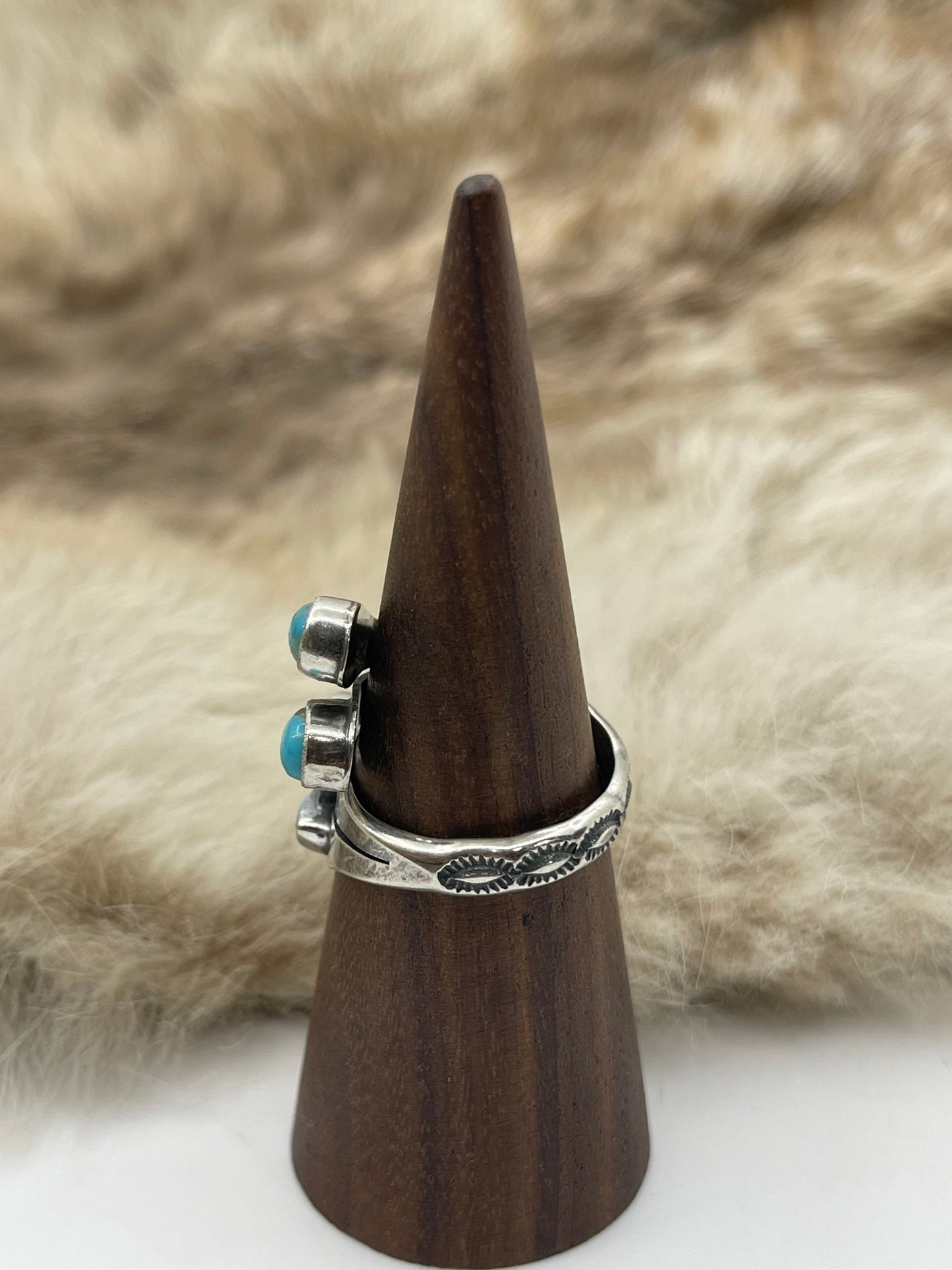 7.0 4 Stone Semi-Adjustable Ring by Thomas Yazzie, Navajo