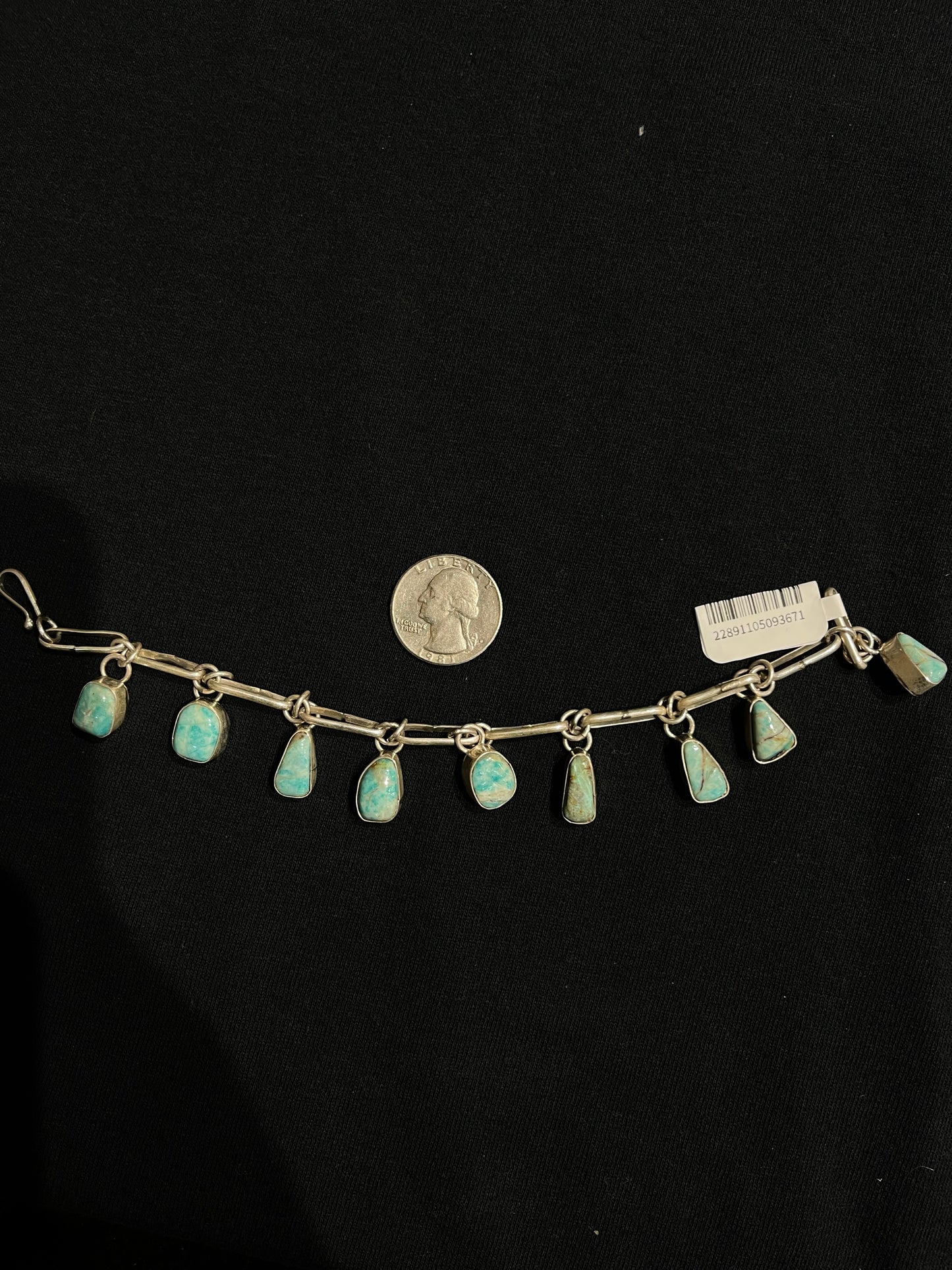 8"Turquoise Dangle Bracelet by Juanita Long, Navajo