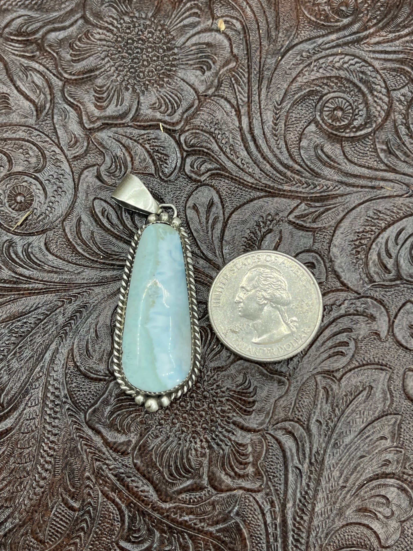 4.5mm Bale Larimar Pendant By Freda Martinez, Navajo