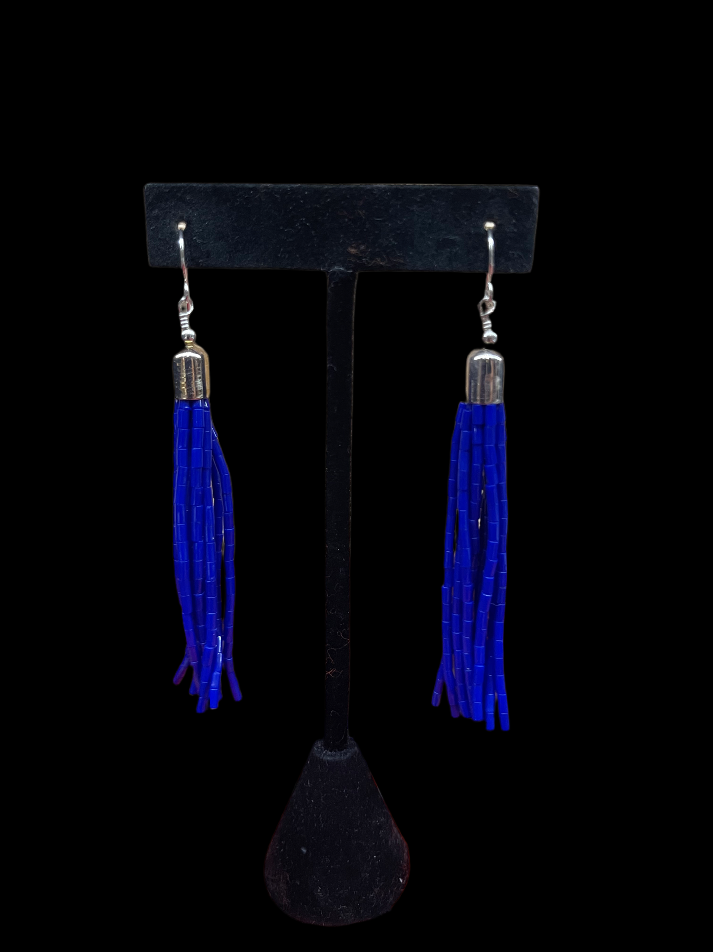 Blue Lapis Heishi Bead Tassle Dangles