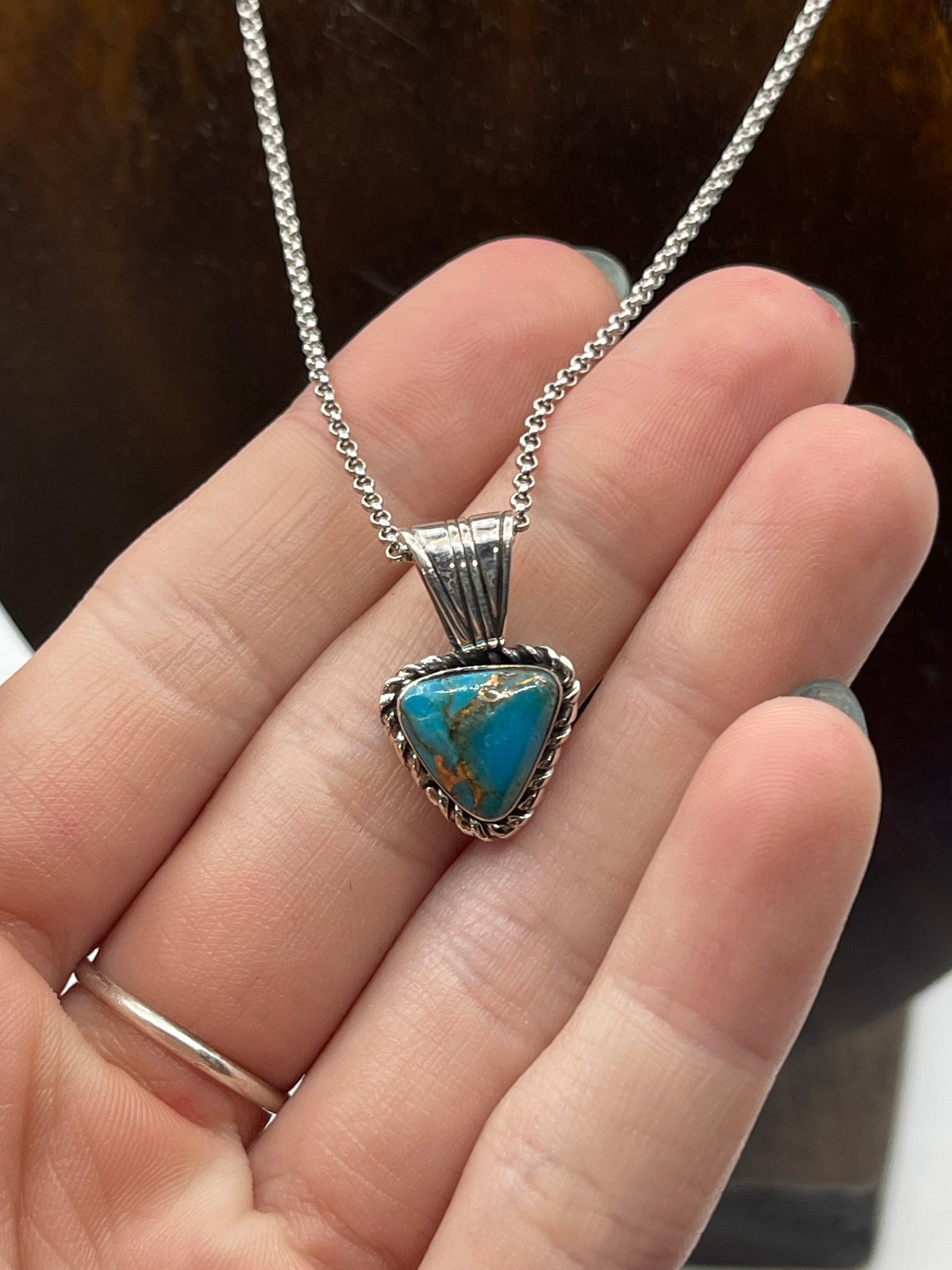 18" Small Orange Crush Triangle Necklace by Sadie Jim, Navajo