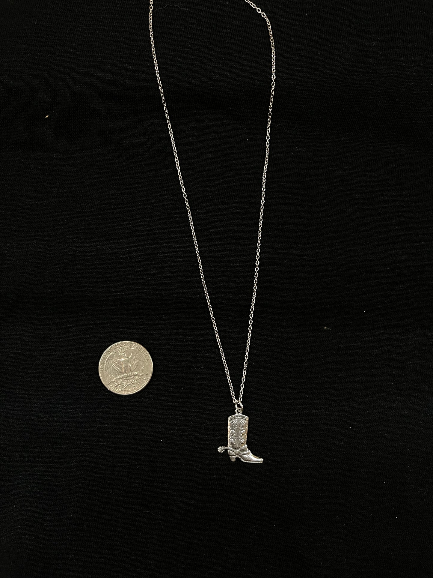 18" Sterling Silver Cowboy Boot Necklace