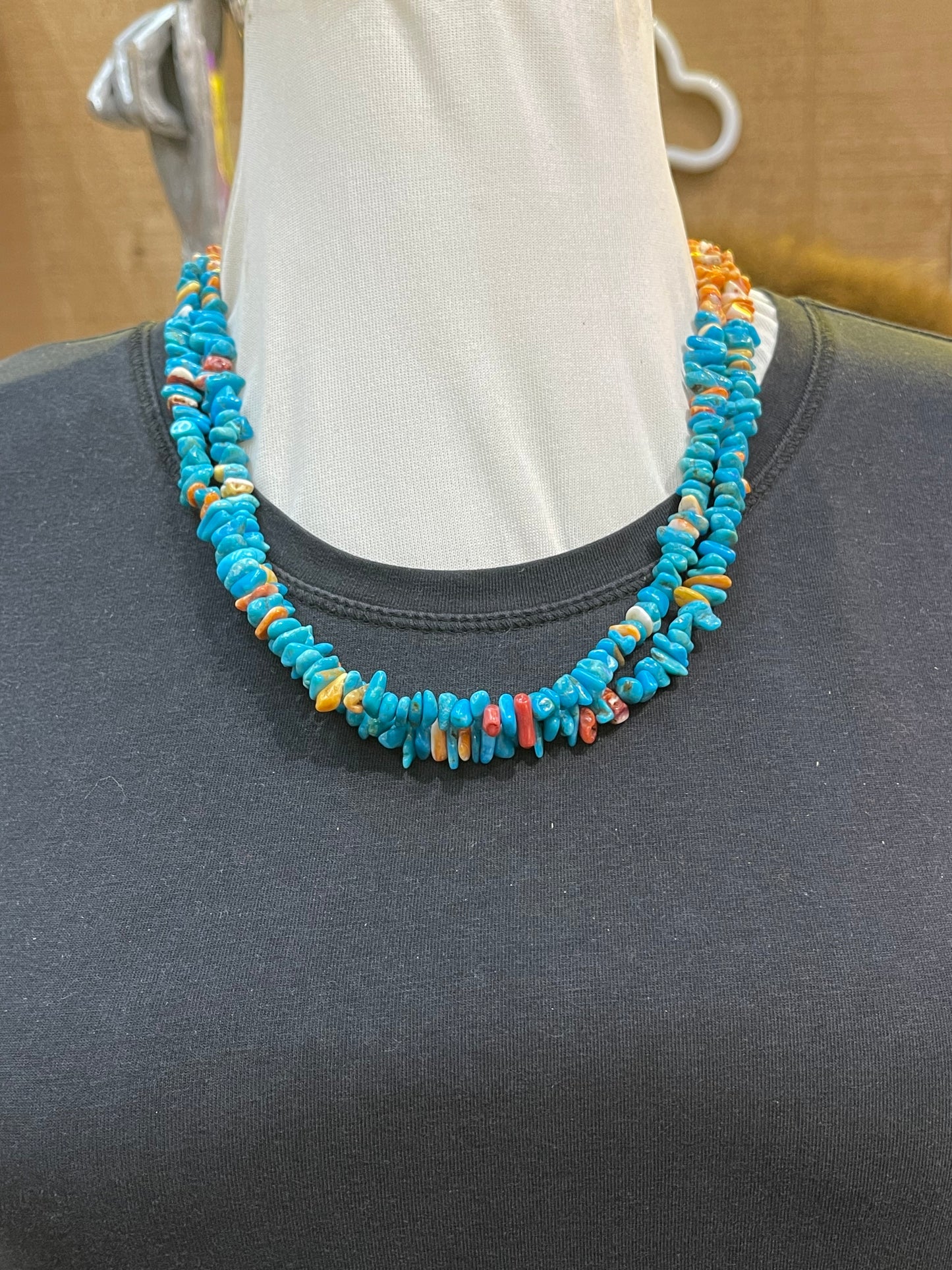 Turquoise and Spiny Oyster Shell Necklace 20"+ 6" extender