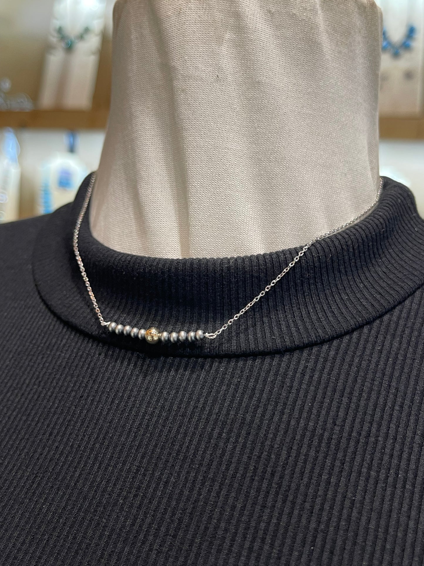 3mm Silver and 5mm 14k Gold Filled Necklace