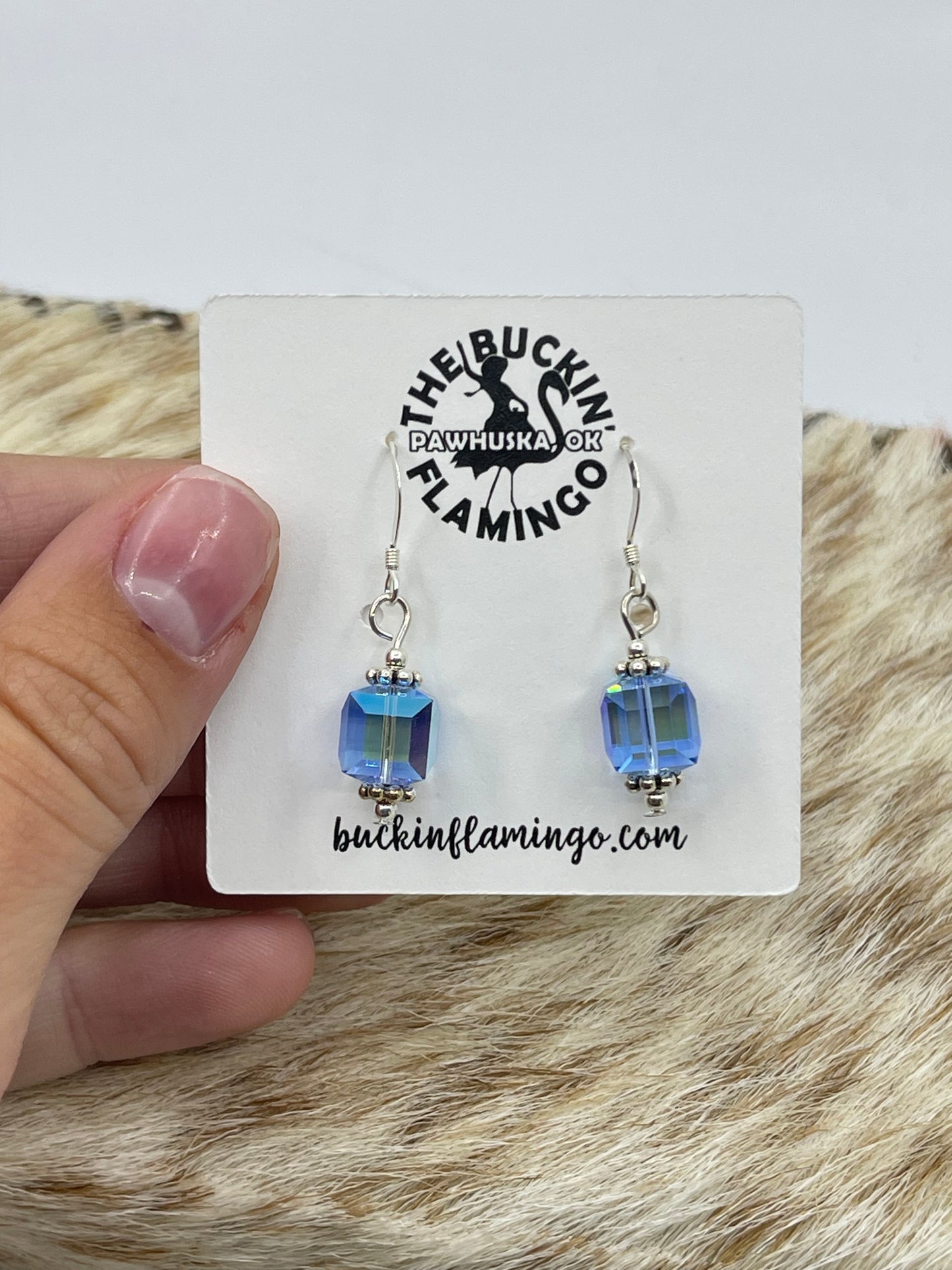 Blue Swarovski Crystal Dangle Earrings