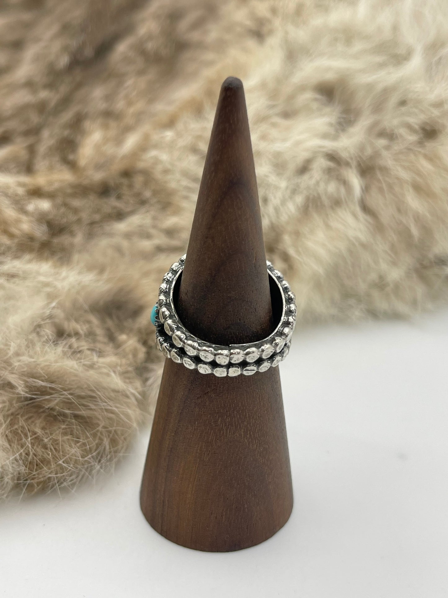 9.0 10 Stone Turquoise Band by Kenny Lonjose, Navajo