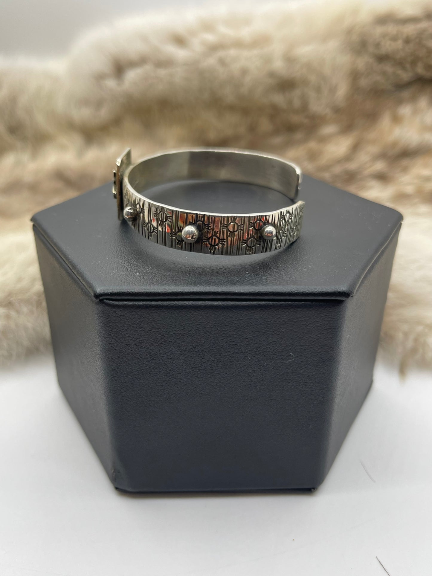 5.75”-7" Bear Mini Petroglyph Cuff by Alex Sanchez, Navajo