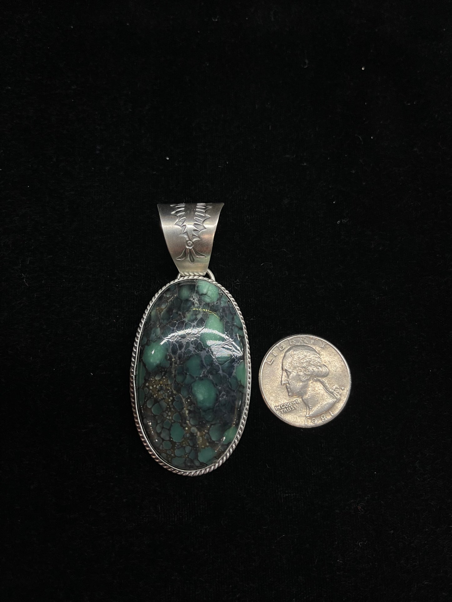 11.9mm Bale Emerald Rose Turquoise Pendant by J. Piaso, Jr. Navajo