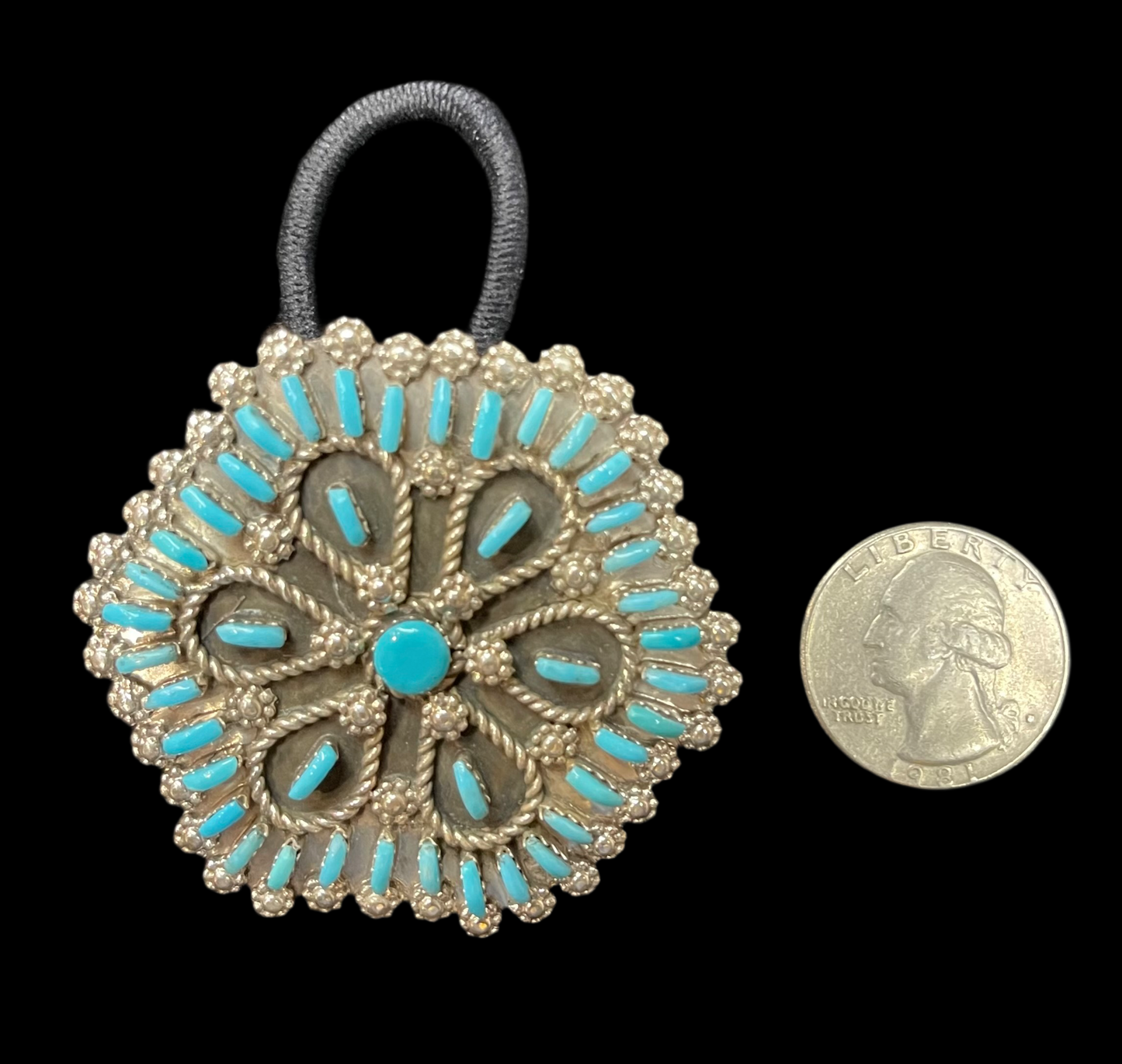 Turquoise Ponytail Holder by Keith Leekity, Zuni