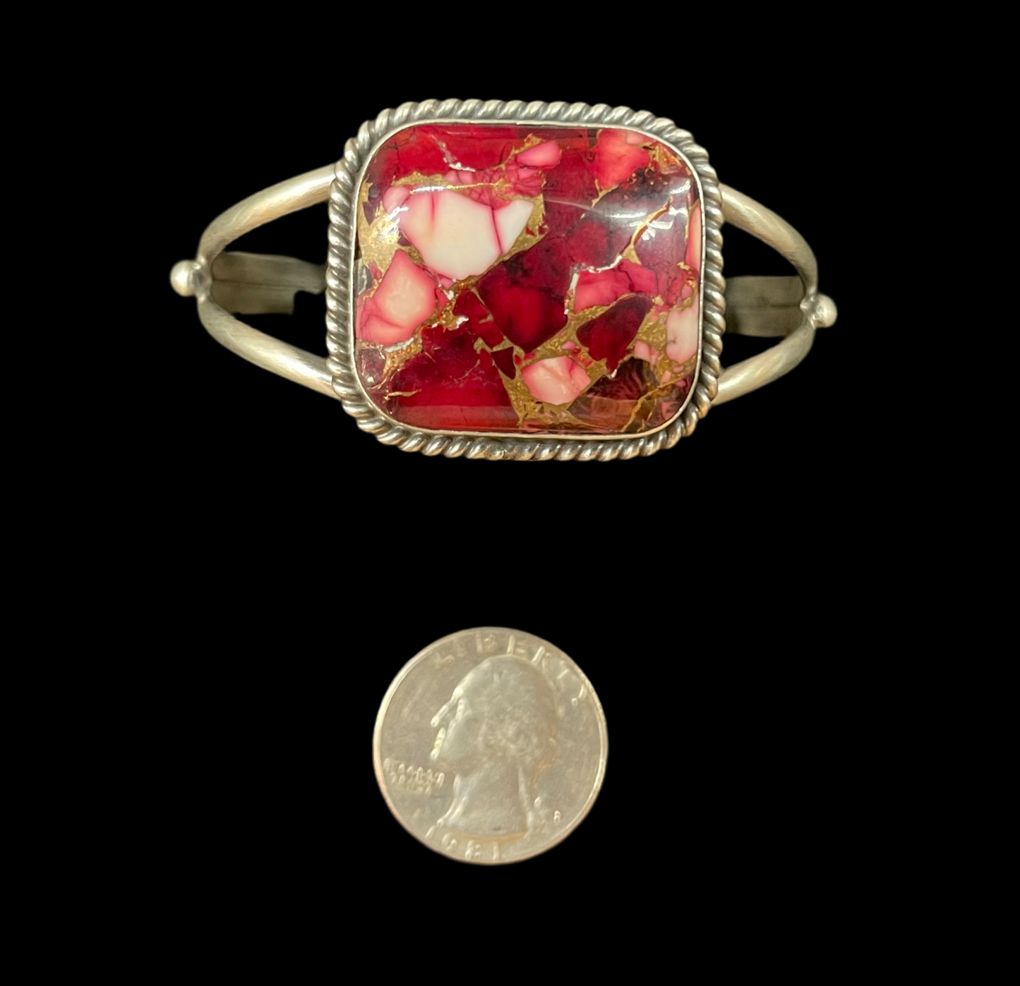 5 1/2" to 7" Dahlia Rose Adjustable Cuff by Alfred Martinez, Navajo