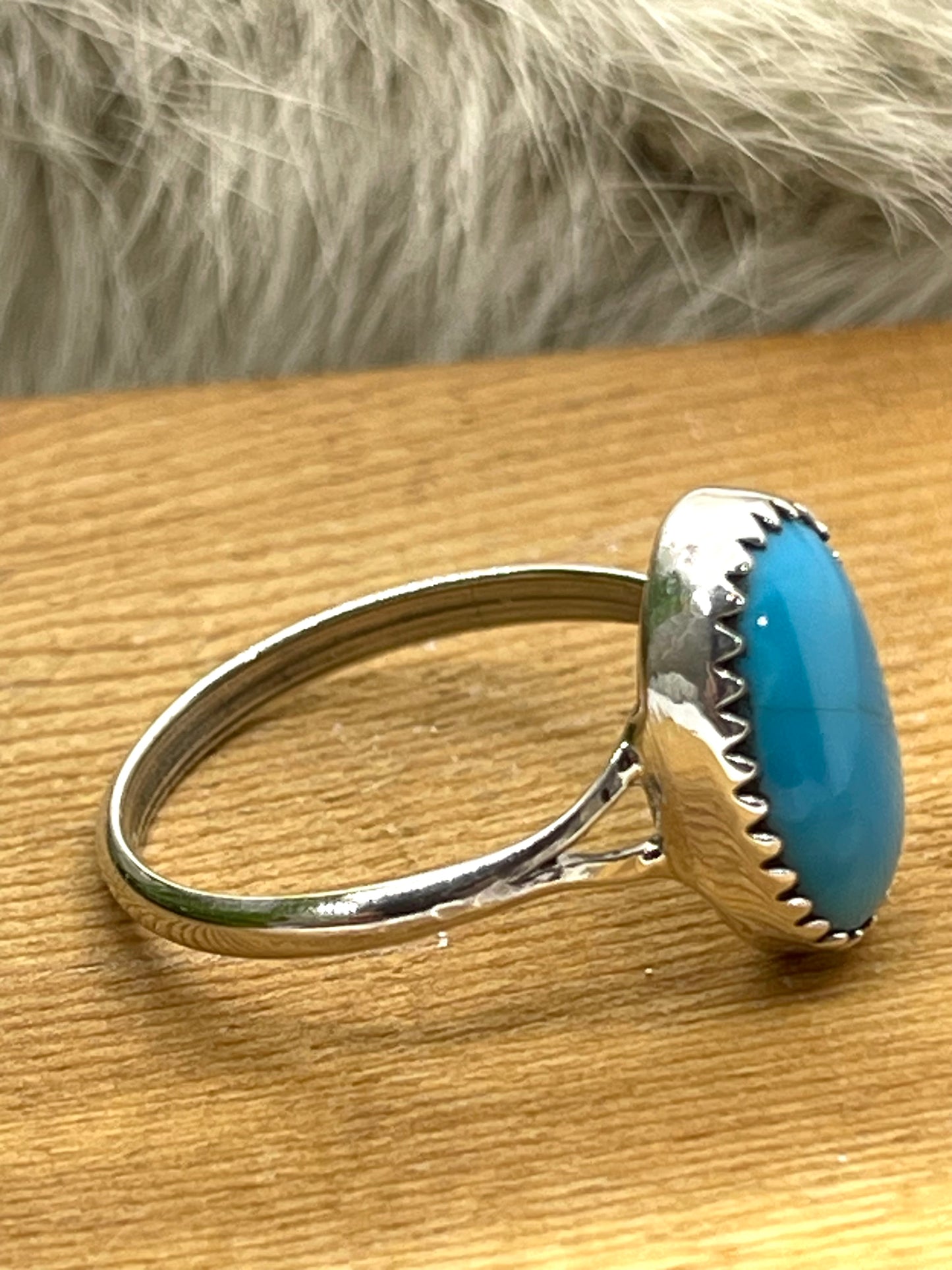 8.0 Blue Turquoise Ring by Letricia Largo, Navajo