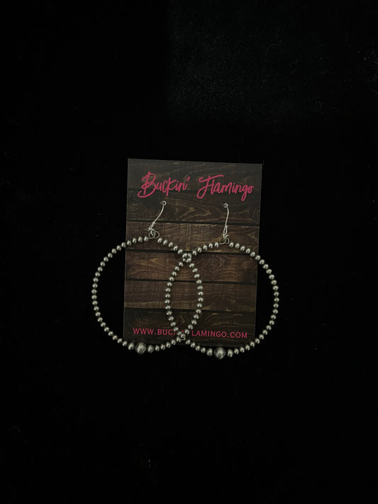 3mm-6mm Navajo Pearl Hoop Dangle Earrings