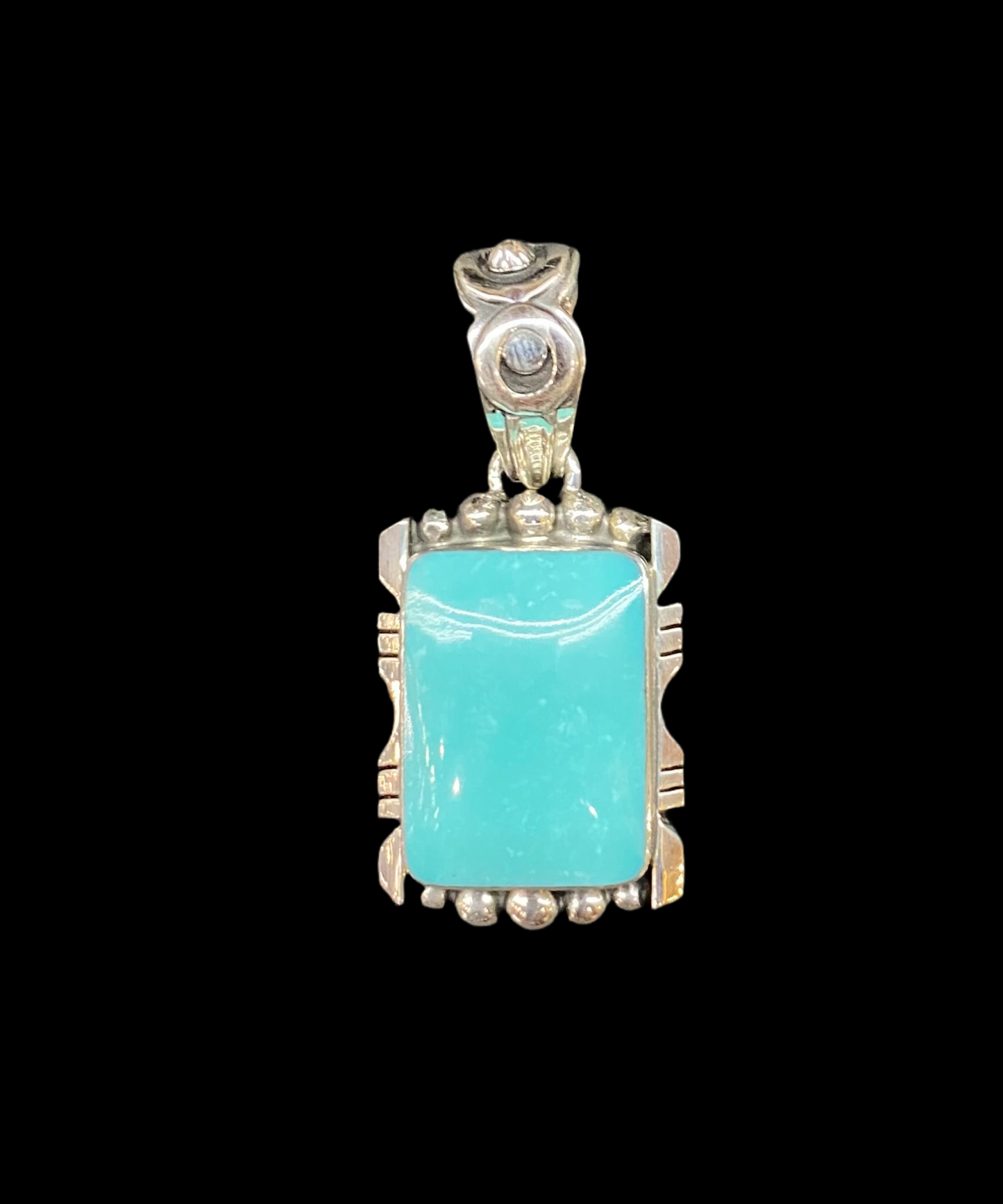 Turquoise Rectangle Pendant by Phyllis Smith, Navajo