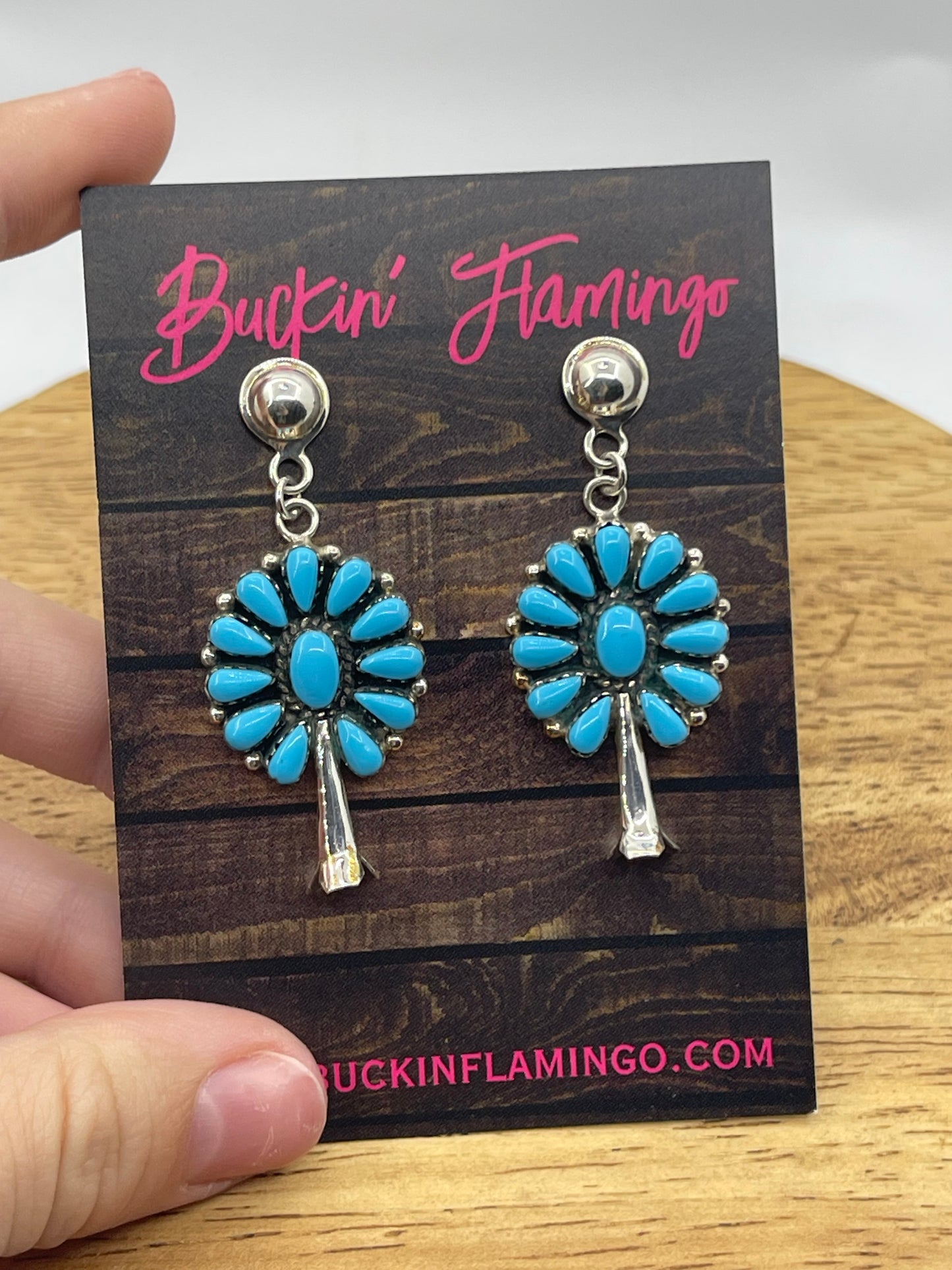 Turquoise Cluster Blossom Dangle Earrings
