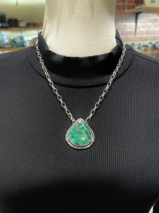 20" Chrysocolla Teardrop Necklace