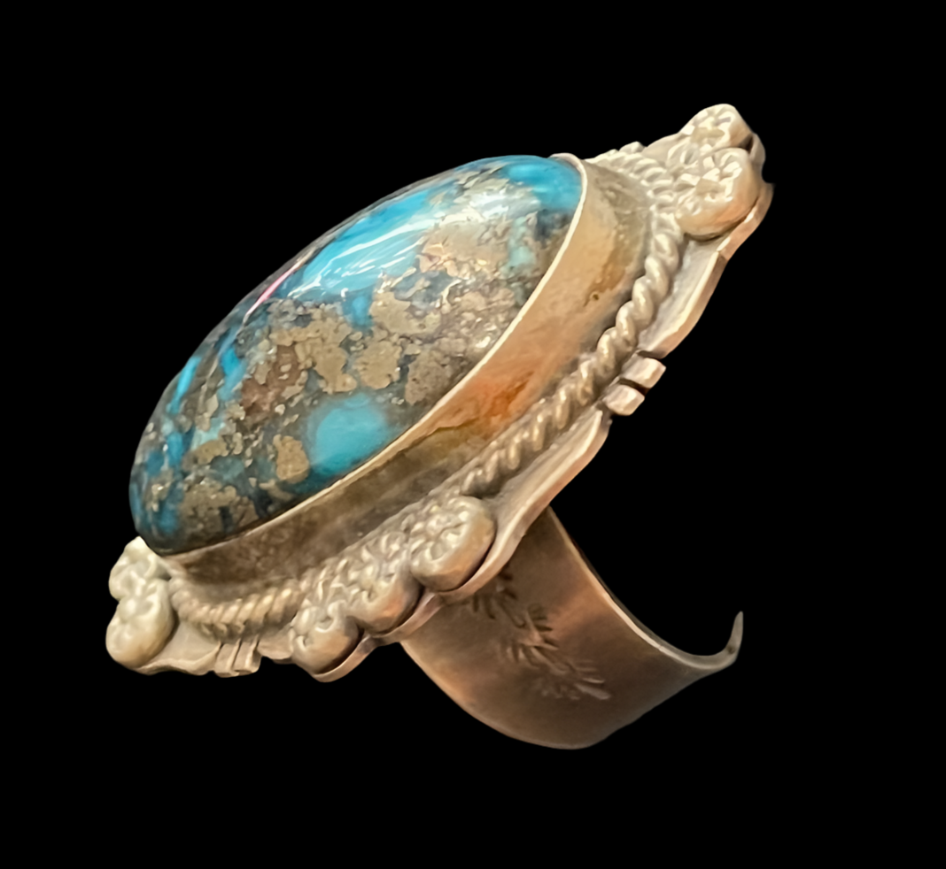 7.0 Persian Turquoise Ring by John Nelson, Navajo