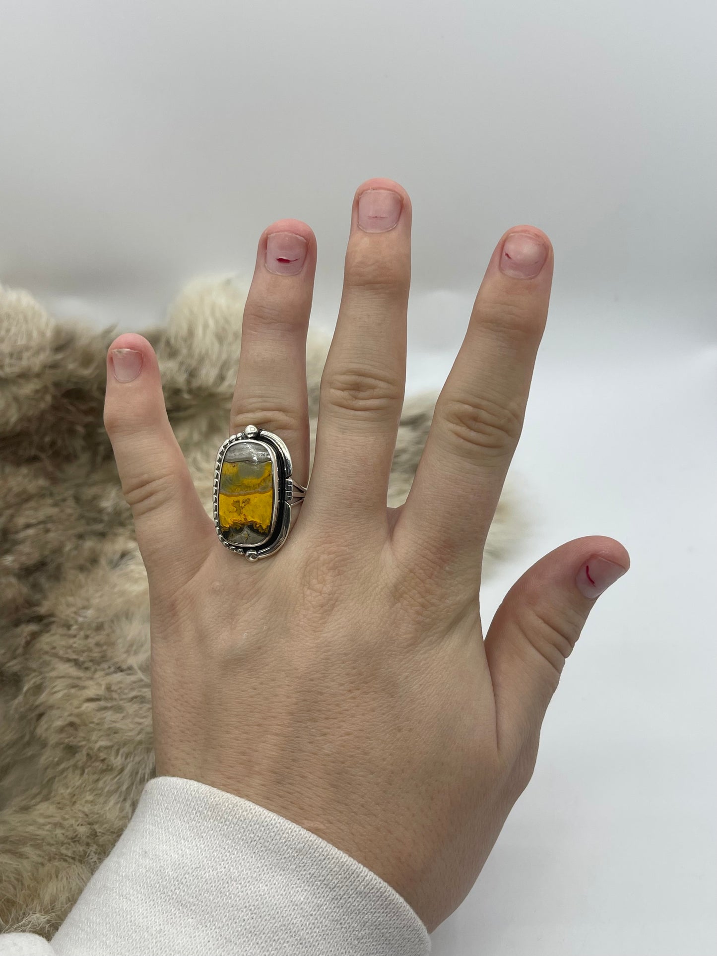 8.0 Bumblebee Jasper Rectangle Ring