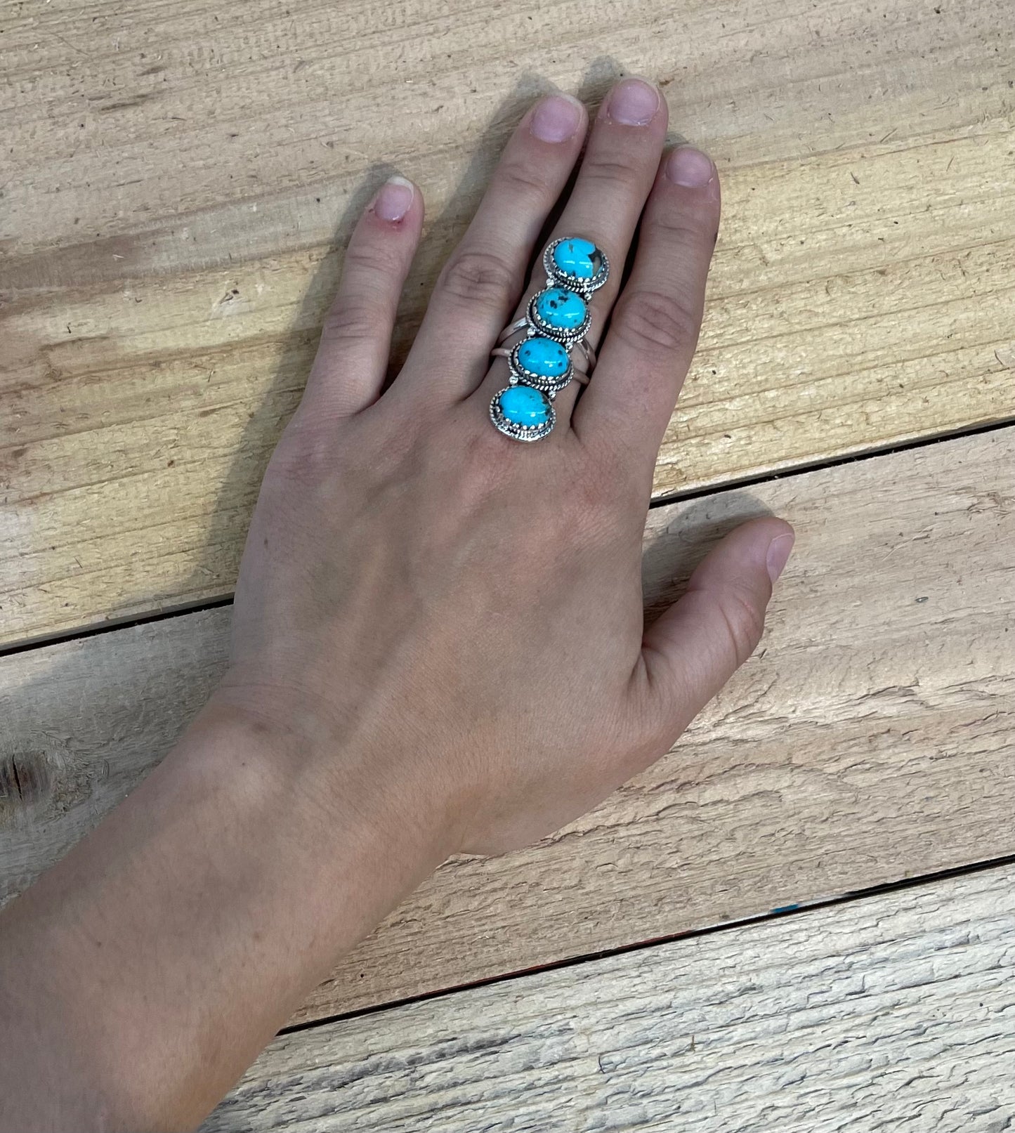 8.0 4-Stone Kingman Turquoise Ring